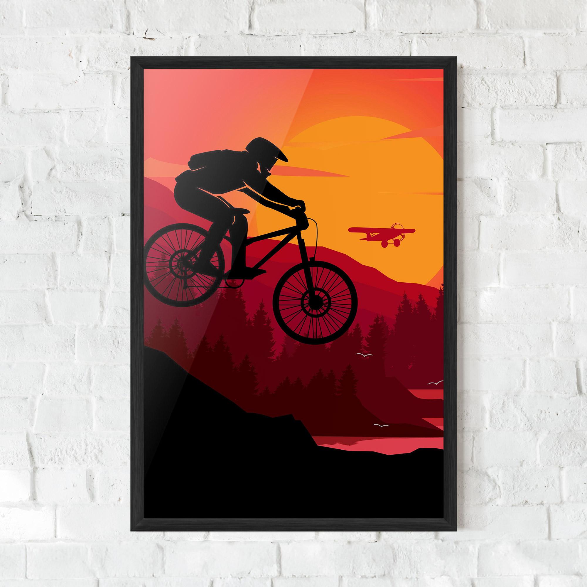 Poster Înrămat Mountain Bike Sunset mockup 0