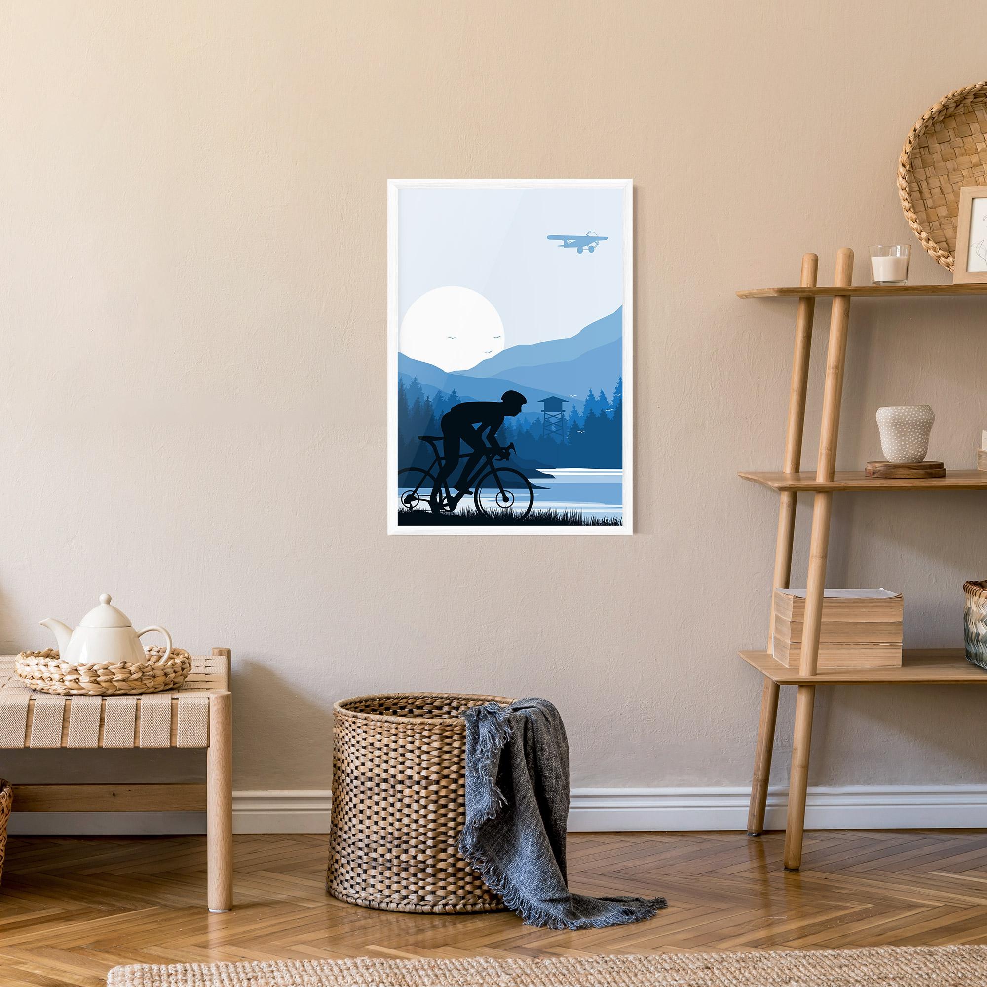 Poster Înrămat Blue Light Bike mockup 9