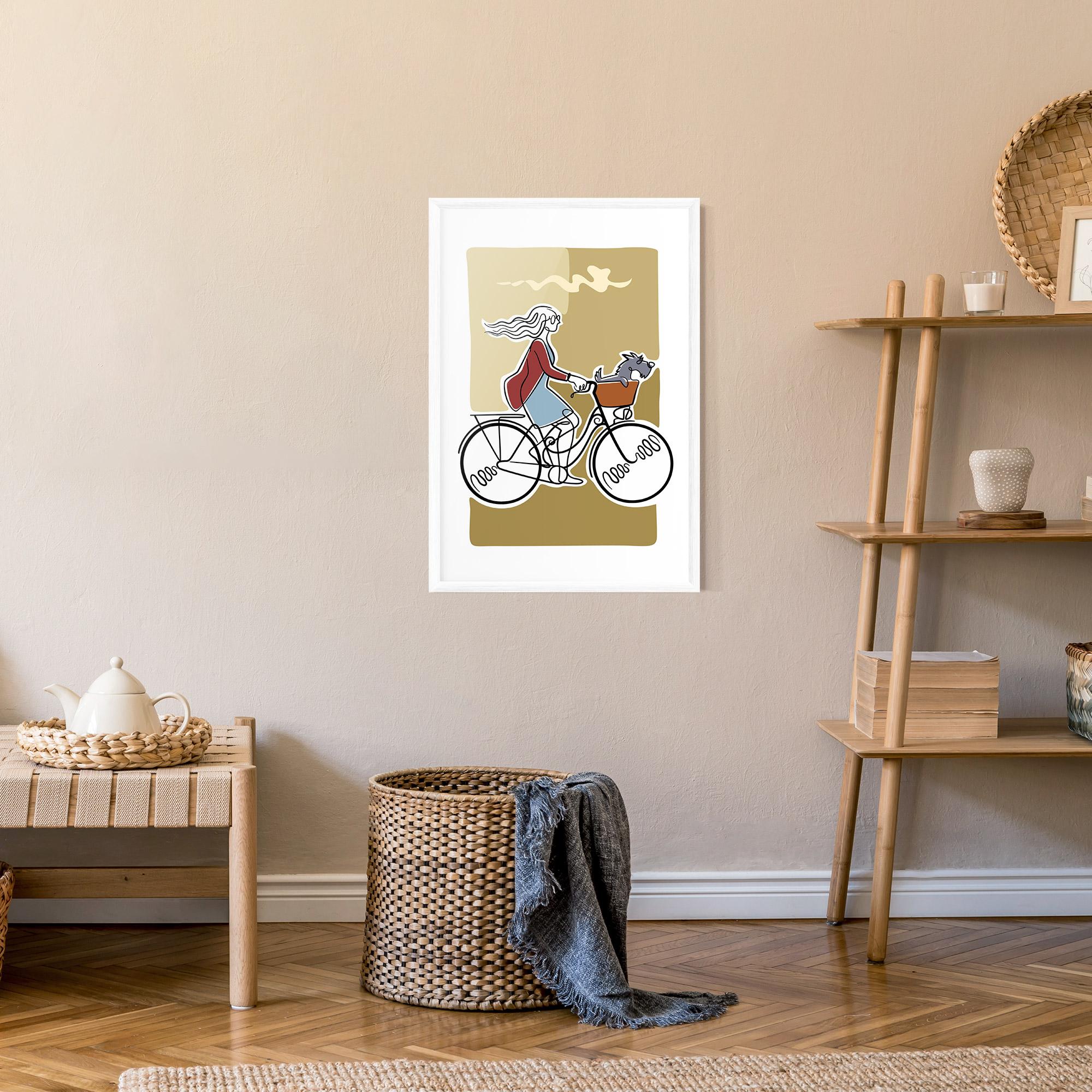 Poster Înrămat Dog On Bike mockup 9