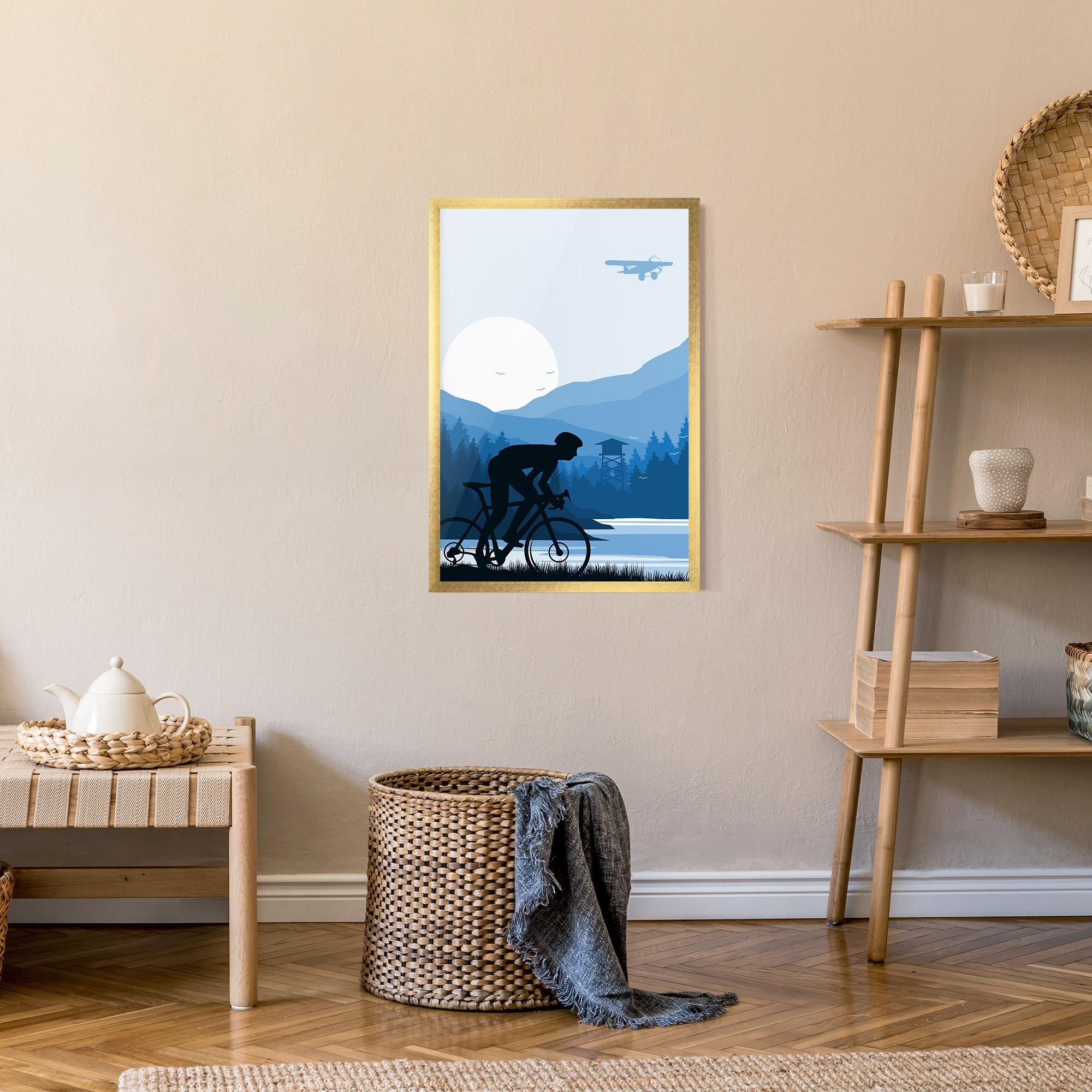 Poster Înrămat Blue Light Bike mockup 9