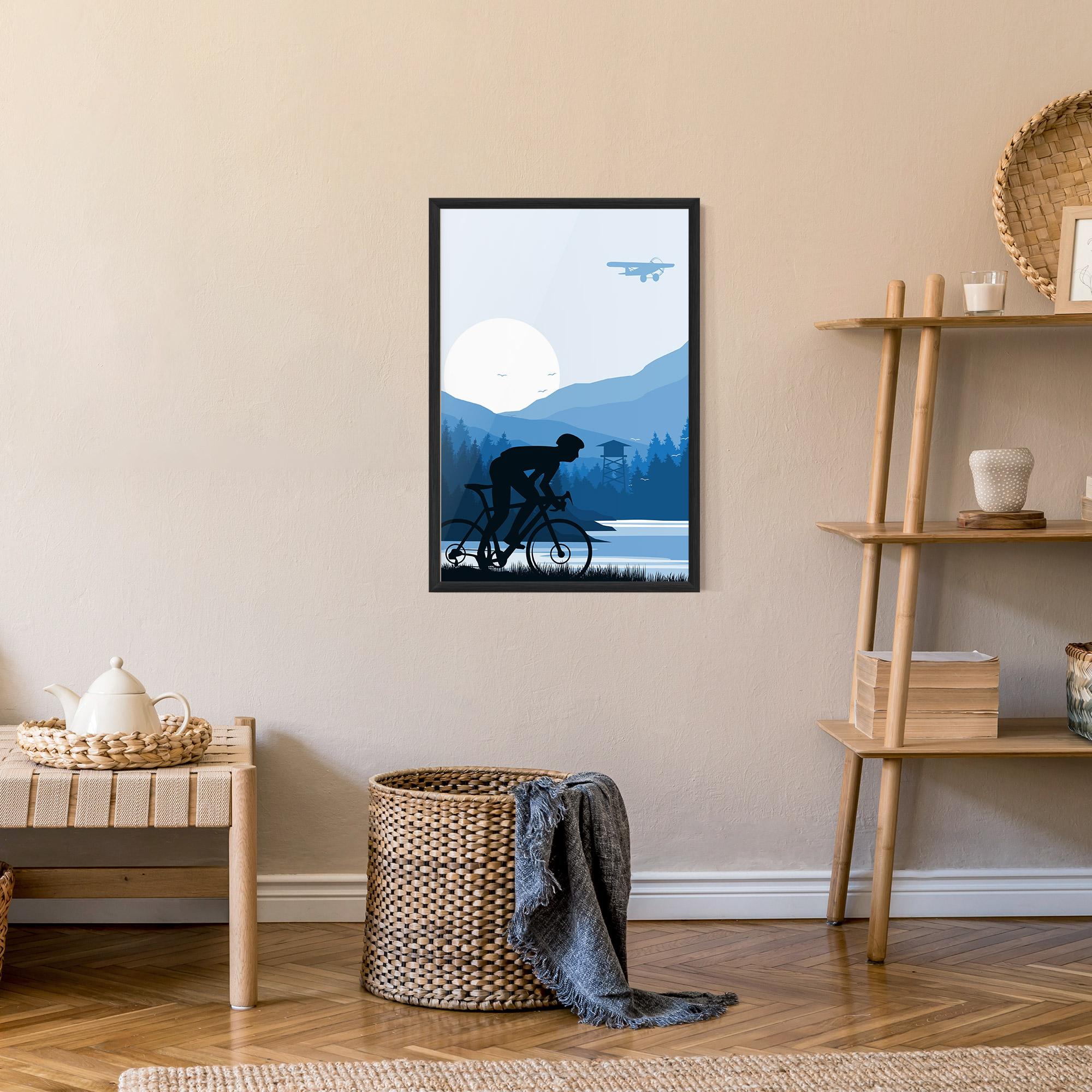 Poster Înrămat Blue Light Bike mockup 9