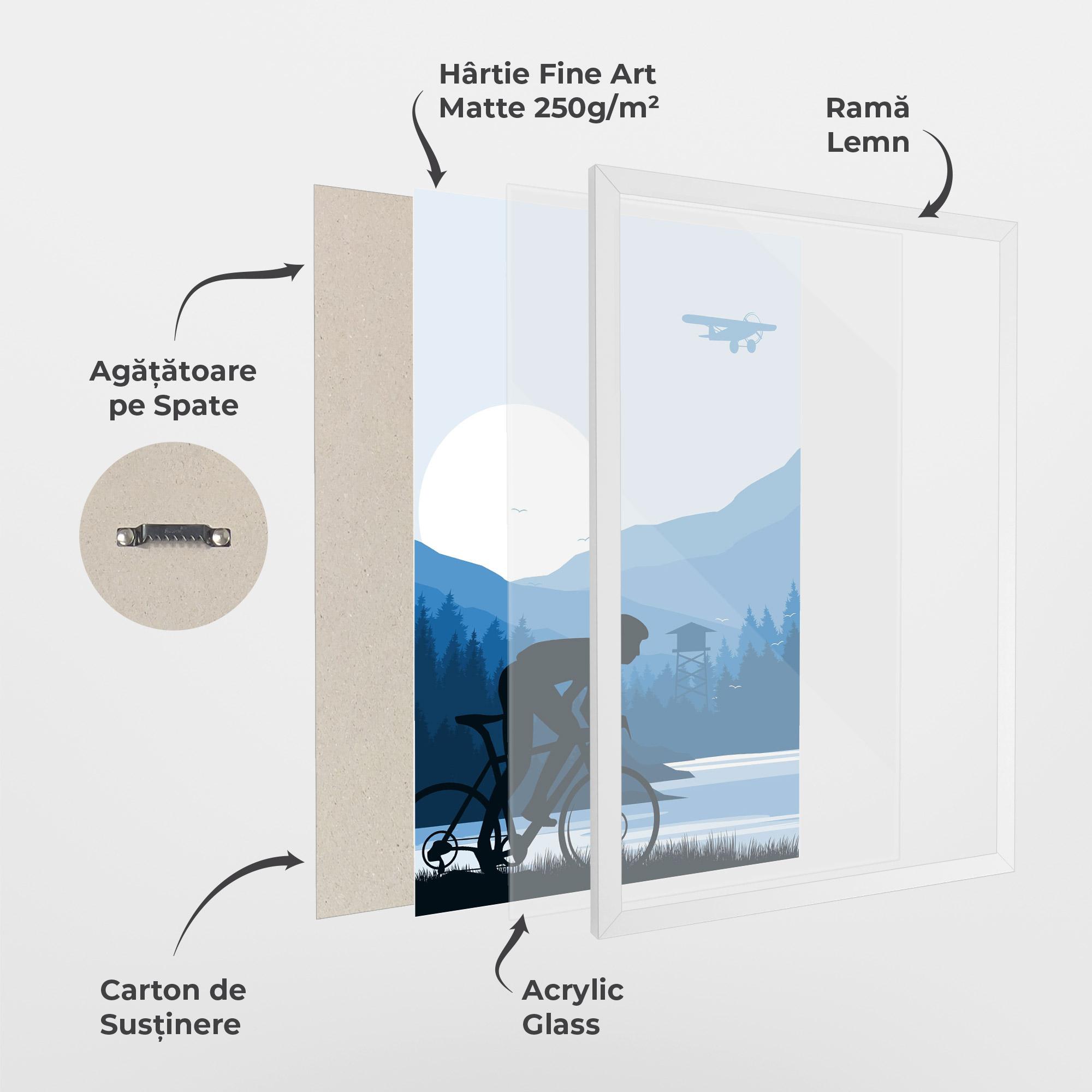 Poster Înrămat Blue Light Bike mockup 1