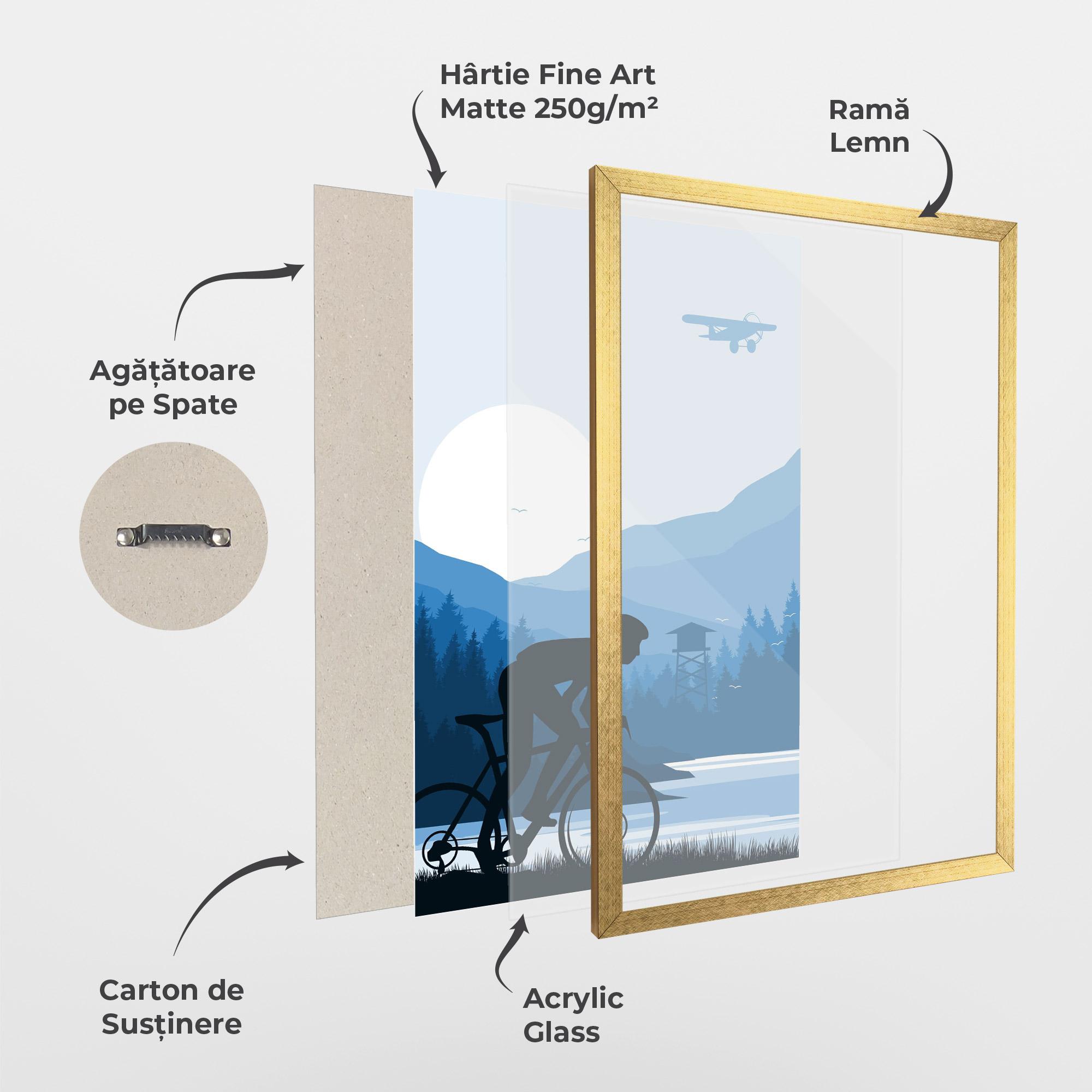 Poster Înrămat Blue Light Bike mockup 1