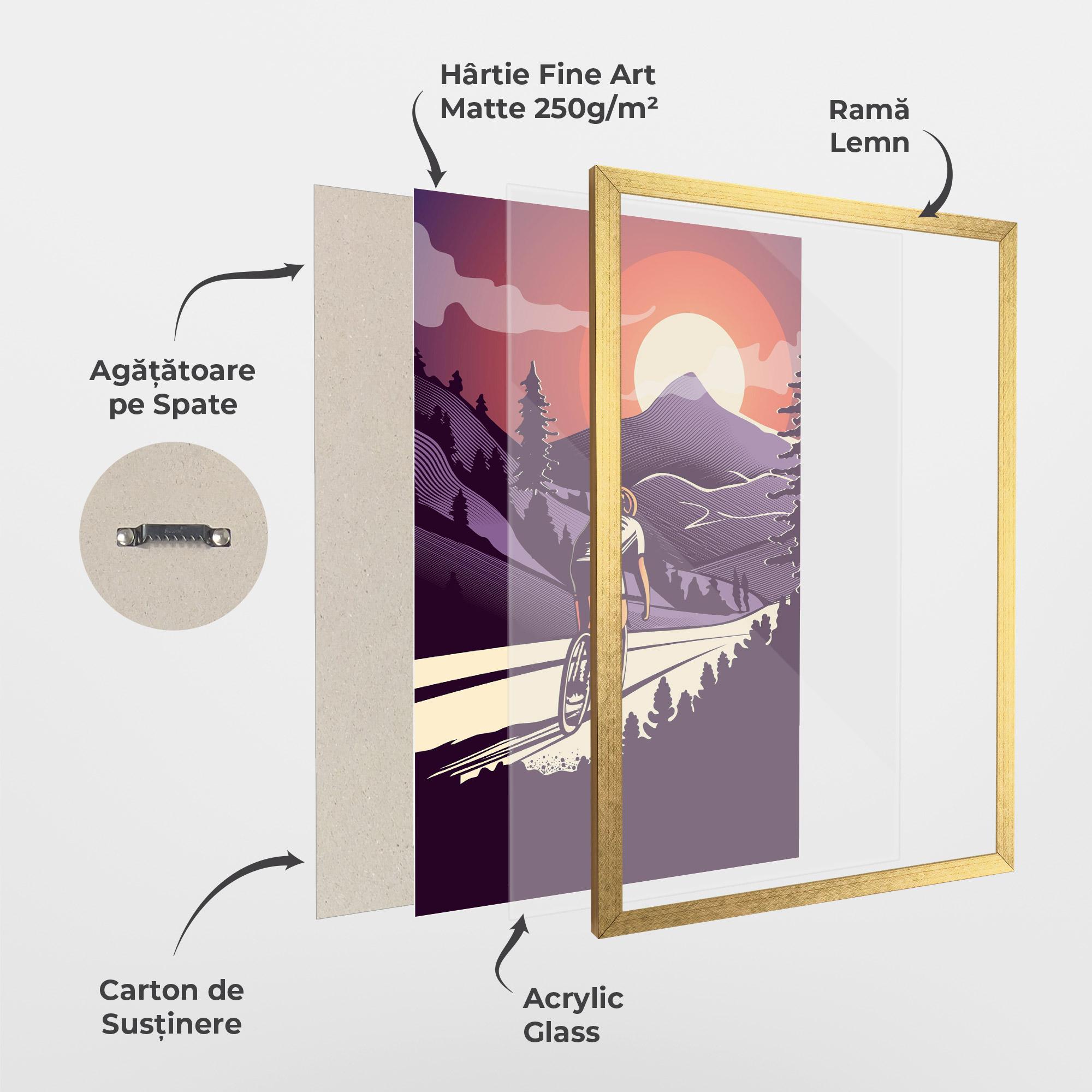 Poster Înrămat Cycling Sunset mockup 1