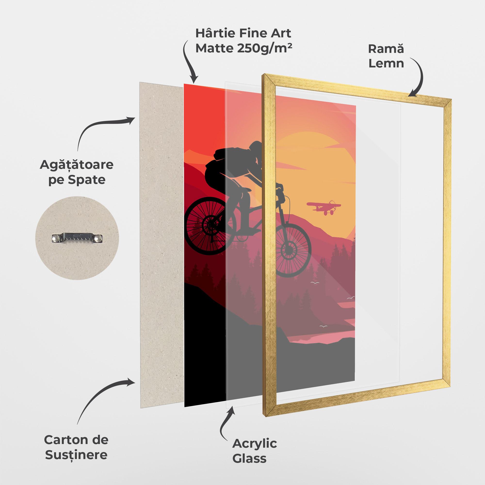 Poster Înrămat Mountain Bike Sunset mockup 1