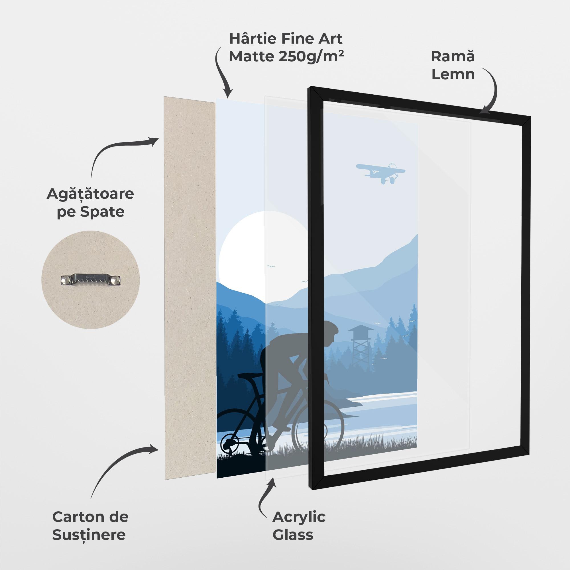 Poster Înrămat Blue Light Bike mockup 1