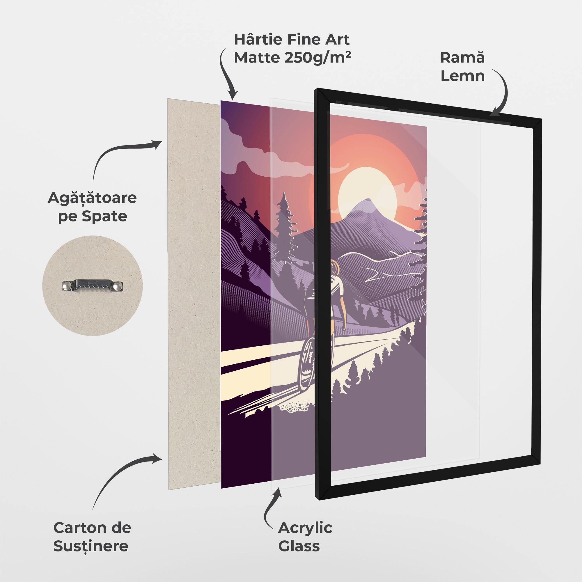 Poster Înrămat Cycling Sunset mockup 1