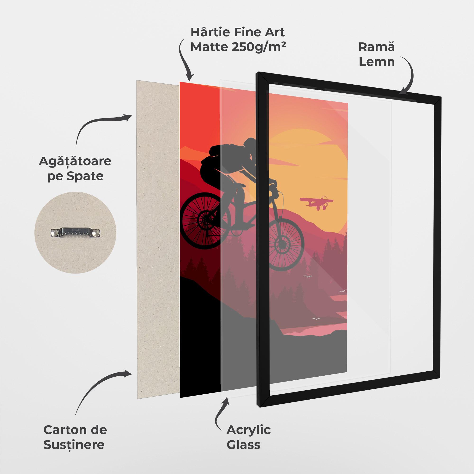 Poster Înrămat Mountain Bike Sunset mockup 1