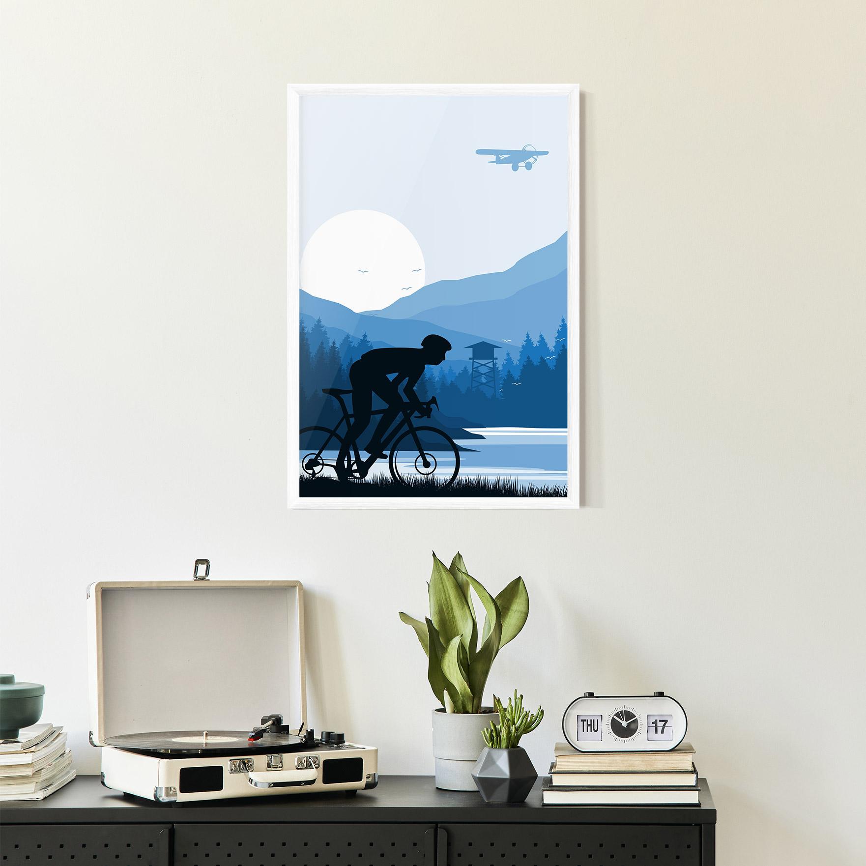 Poster Înrămat Blue Light Bike mockup 2