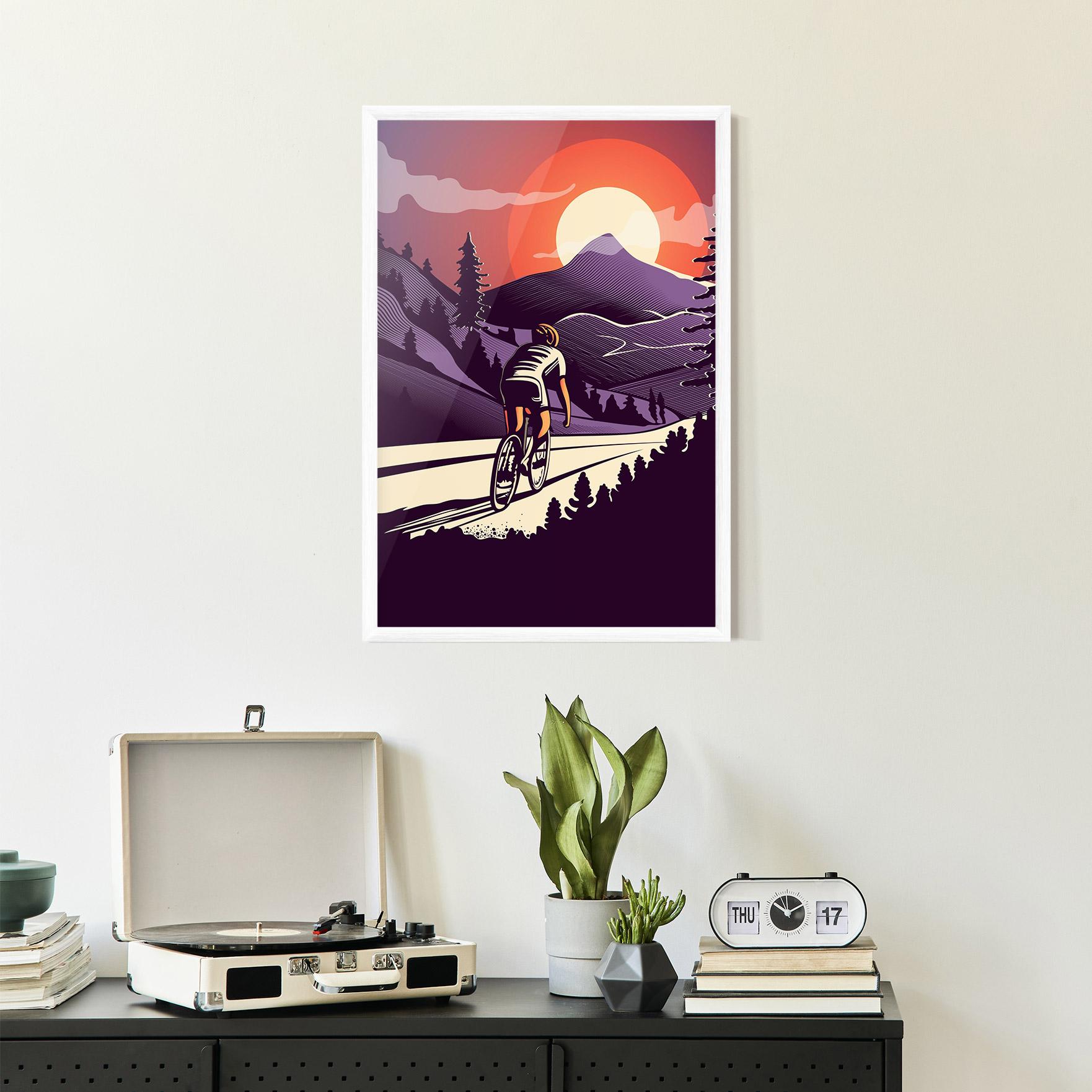 Poster Înrămat Cycling Sunset mockup 2