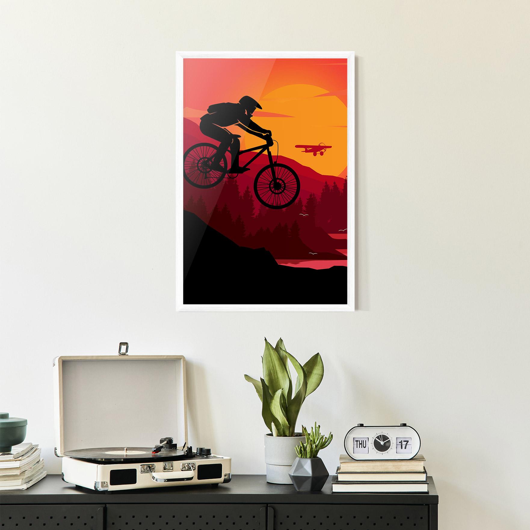 Poster Înrămat Mountain Bike Sunset mockup 2
