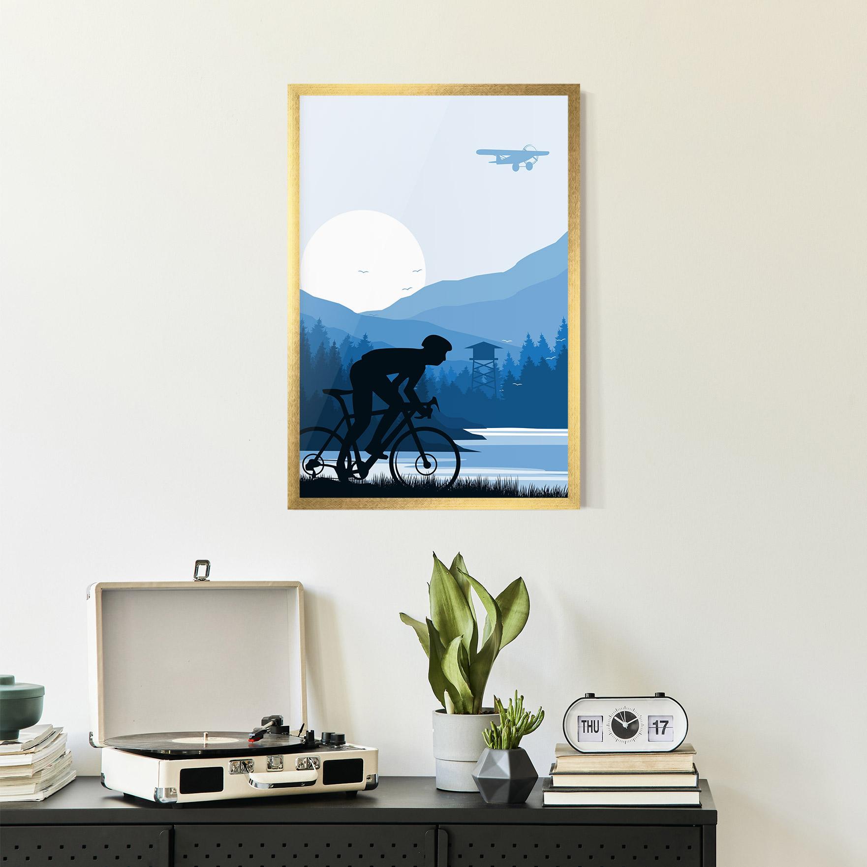 Poster Înrămat Blue Light Bike mockup 2