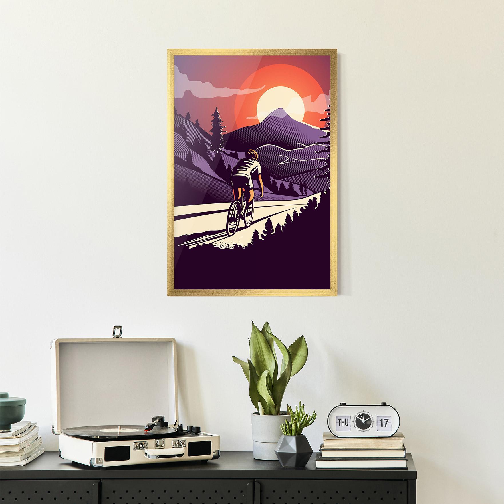 Poster Înrămat Cycling Sunset mockup 2