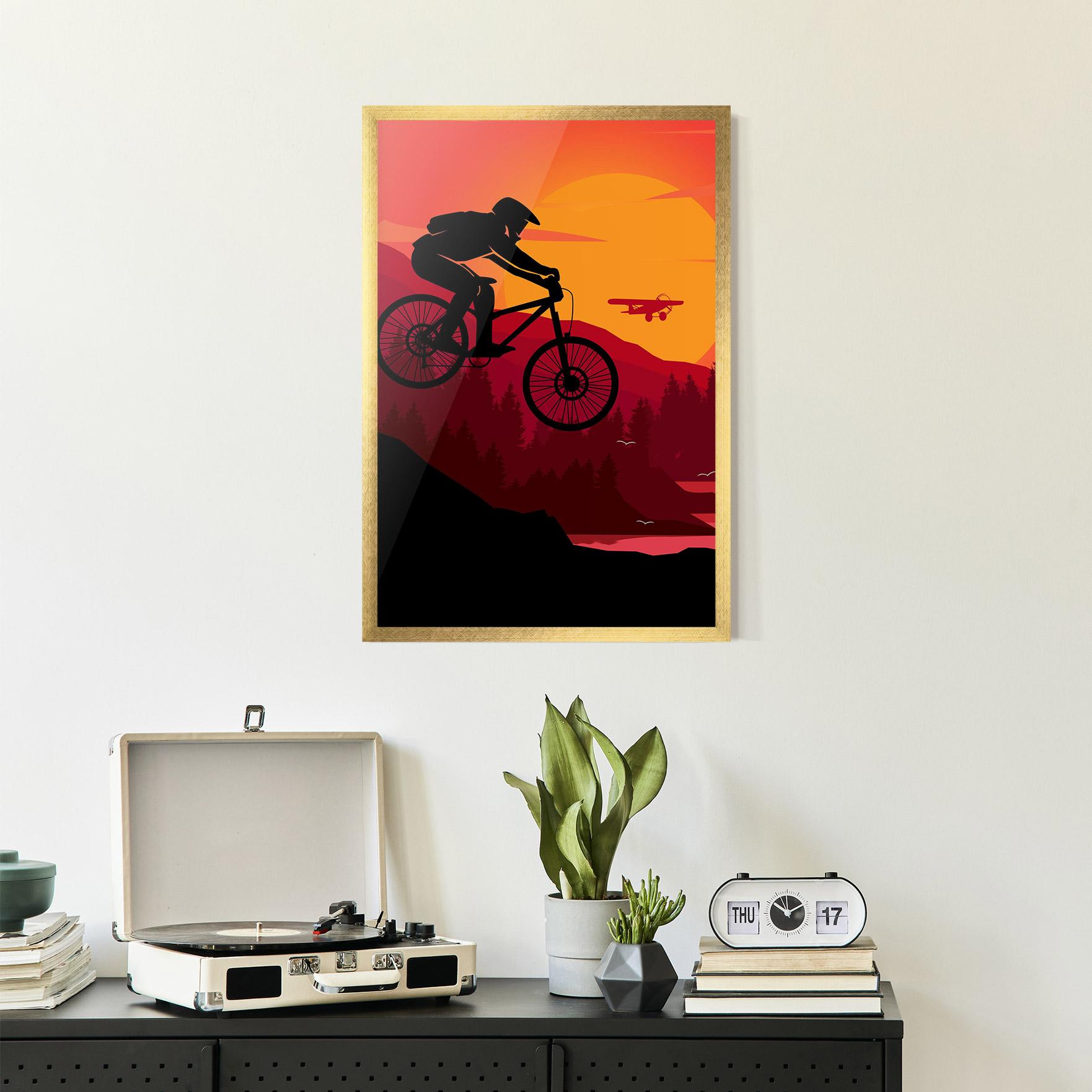 Poster Înrămat Mountain Bike Sunset mockup 2