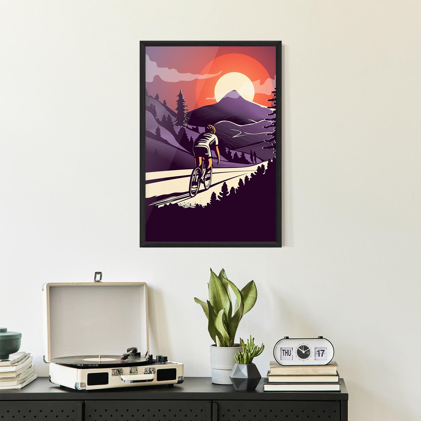 Poster Înrămat Cycling Sunset mockup 2
