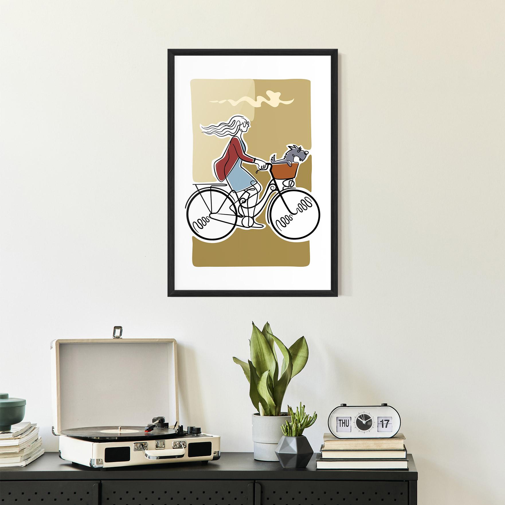 Poster Înrămat Dog On Bike mockup 2