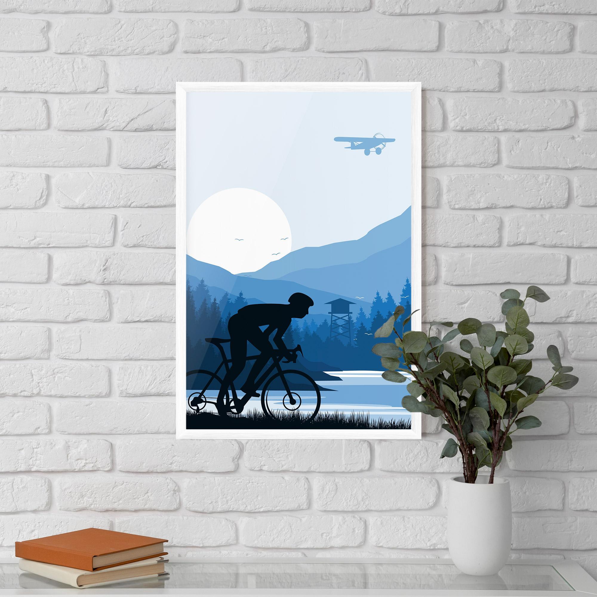 Poster Înrămat Blue Light Bike mockup 5