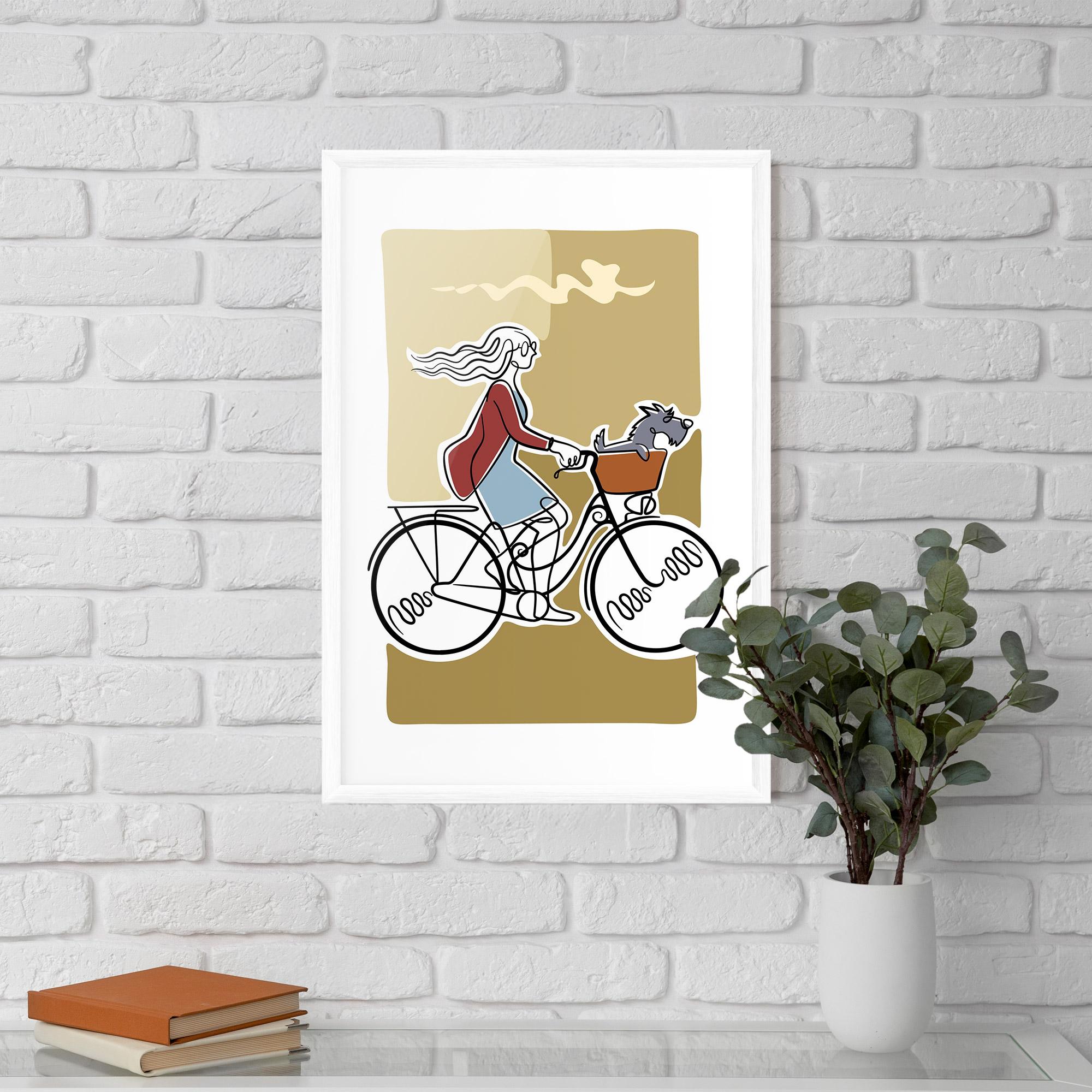 Poster Înrămat Dog On Bike mockup 5