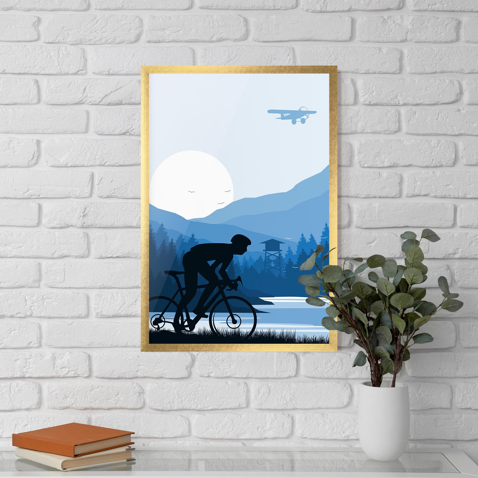 Poster Înrămat Blue Light Bike mockup 5