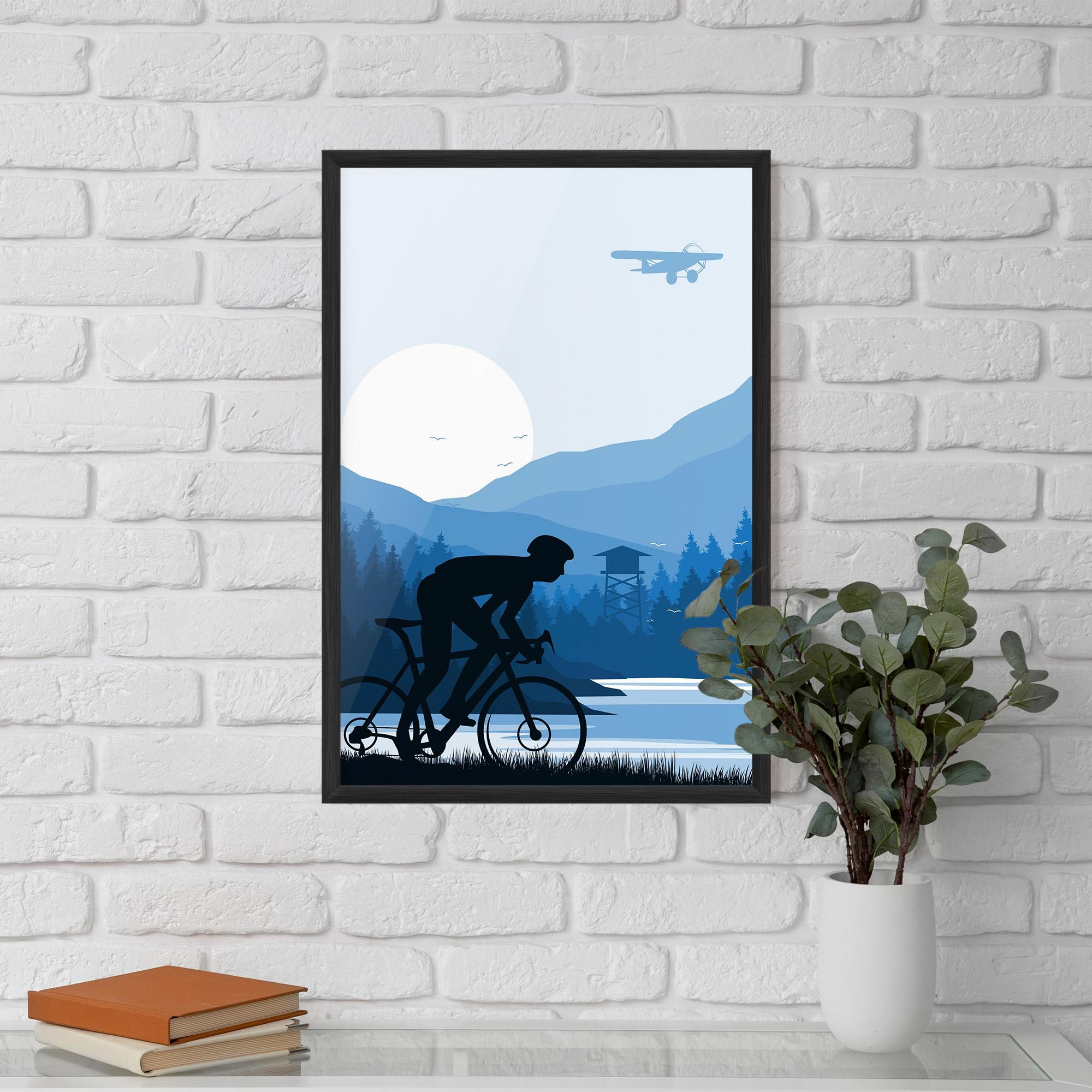 Poster Înrămat Blue Light Bike mockup 5