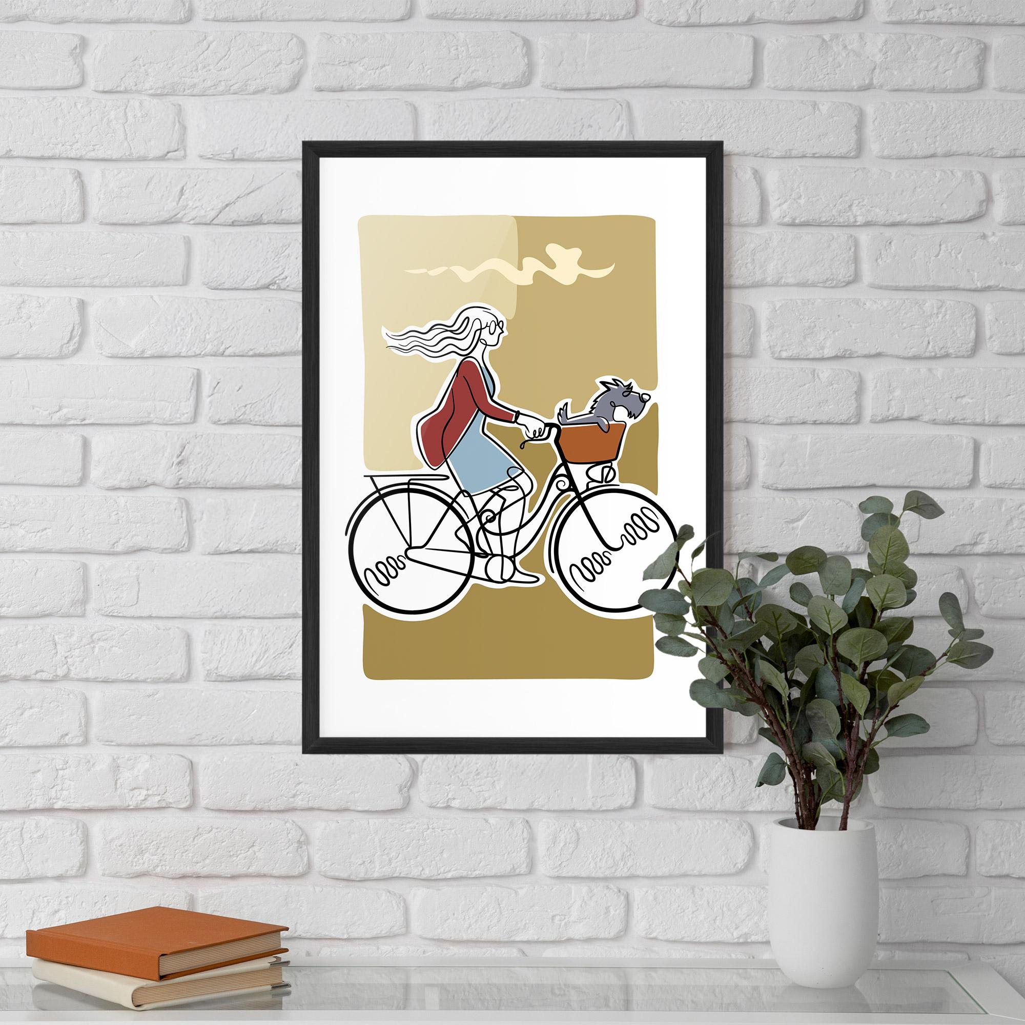 Poster Înrămat Dog On Bike mockup 5