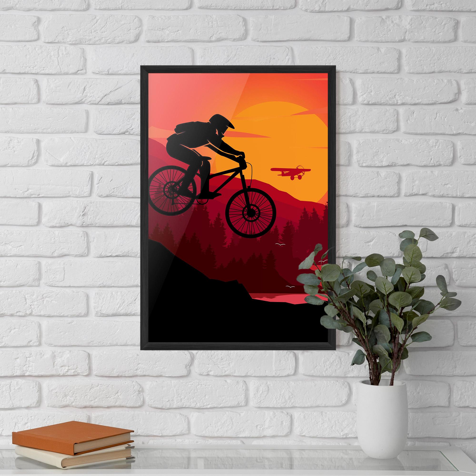 Poster Înrămat Mountain Bike Sunset mockup 5