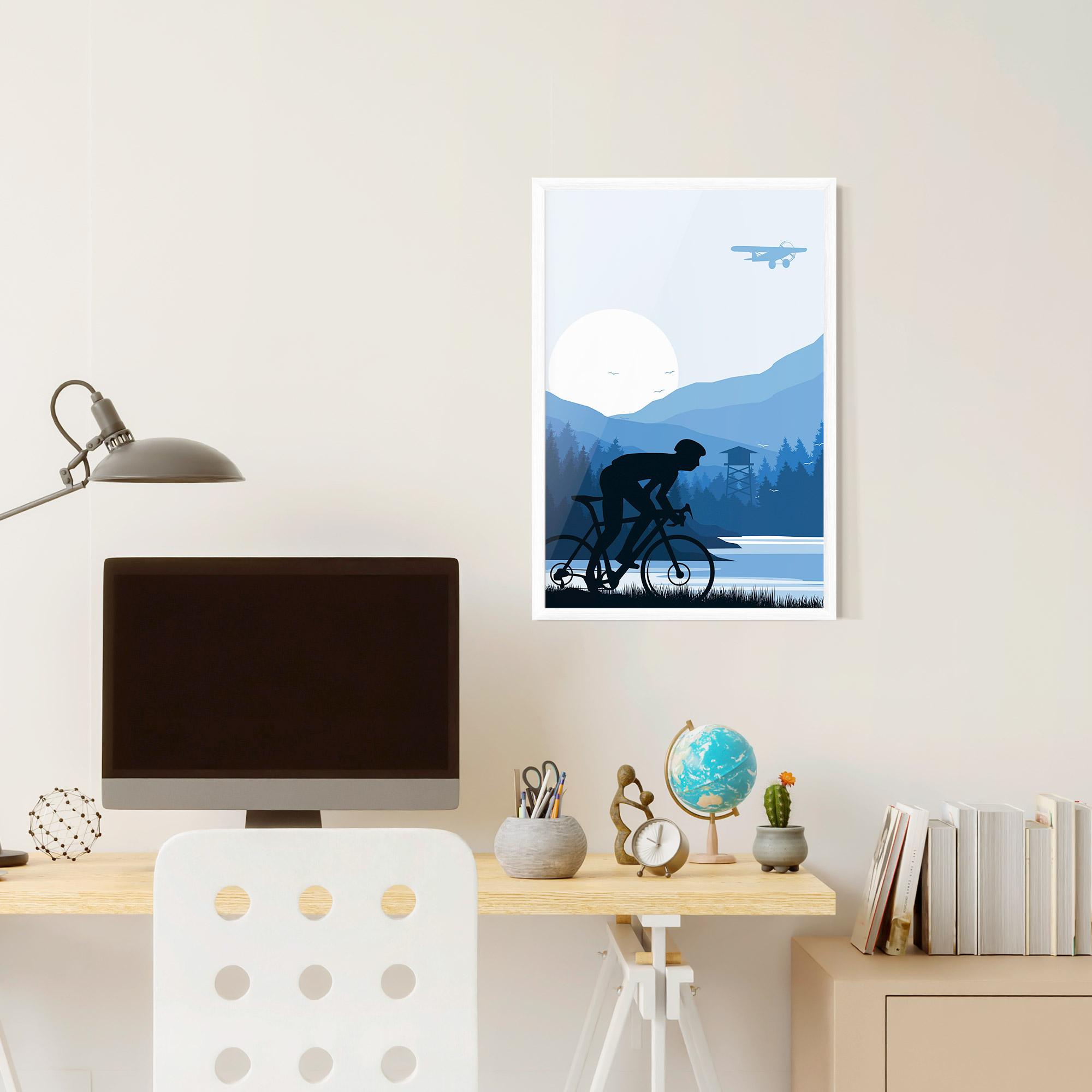 Poster Înrămat Blue Light Bike mockup 6