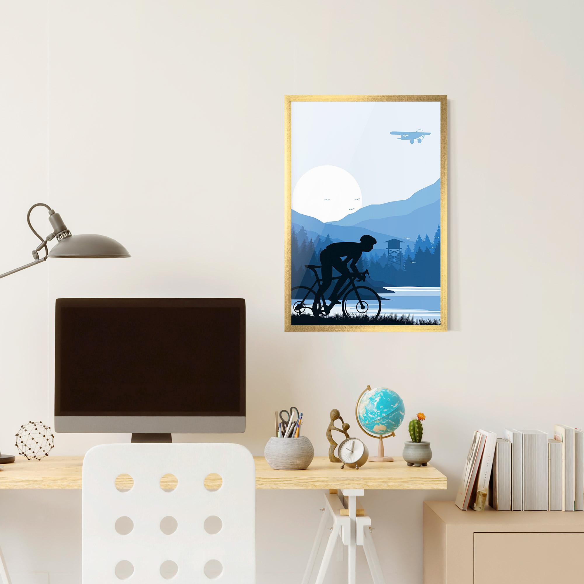 Poster Înrămat Blue Light Bike mockup 6