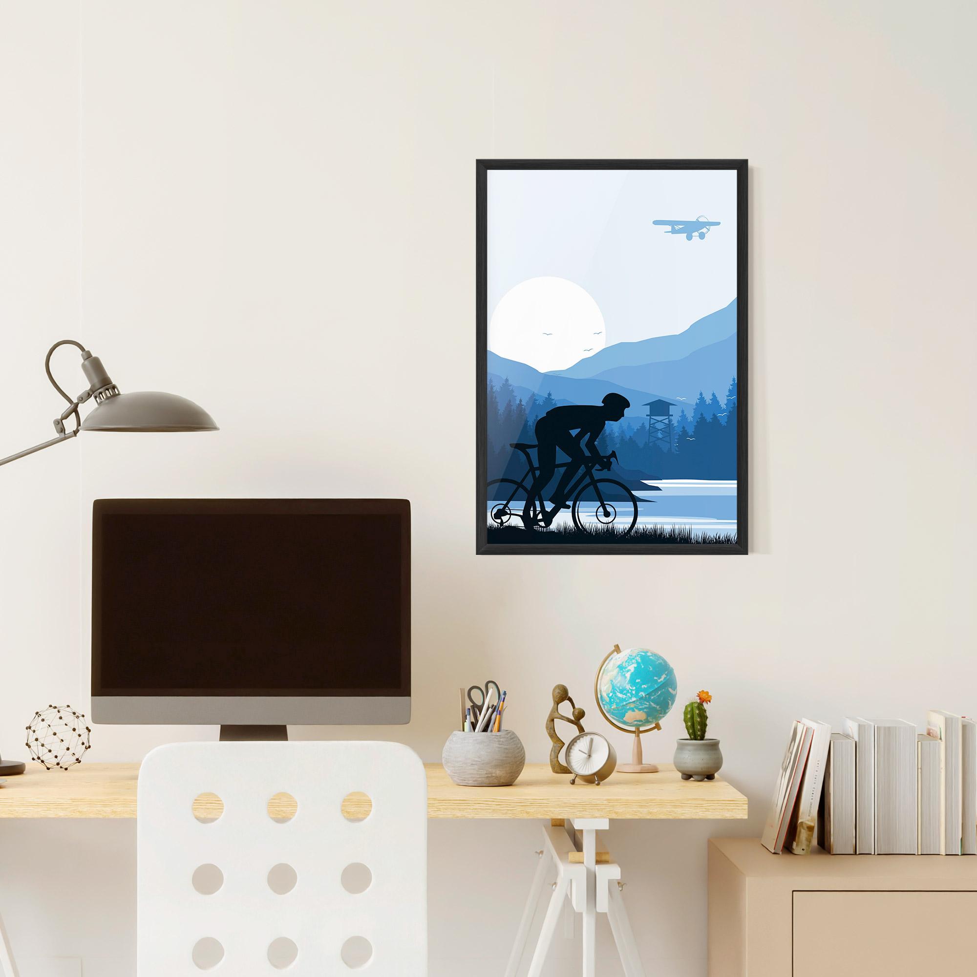 Poster Înrămat Blue Light Bike mockup 6