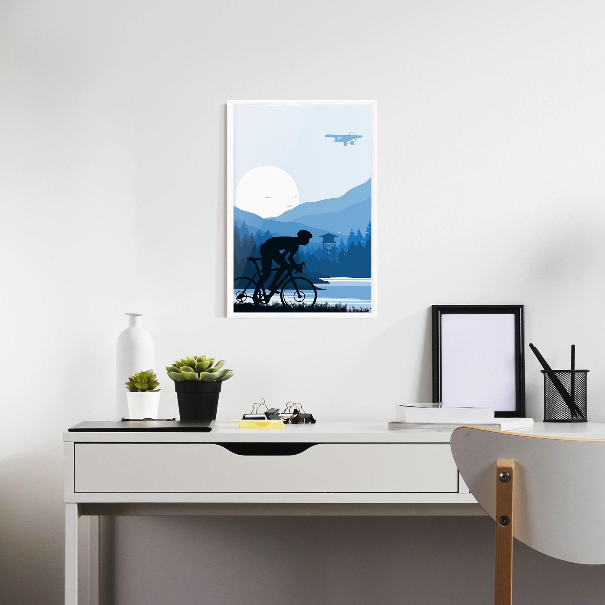 Poster Înrămat Blue Light Bike mockup 7