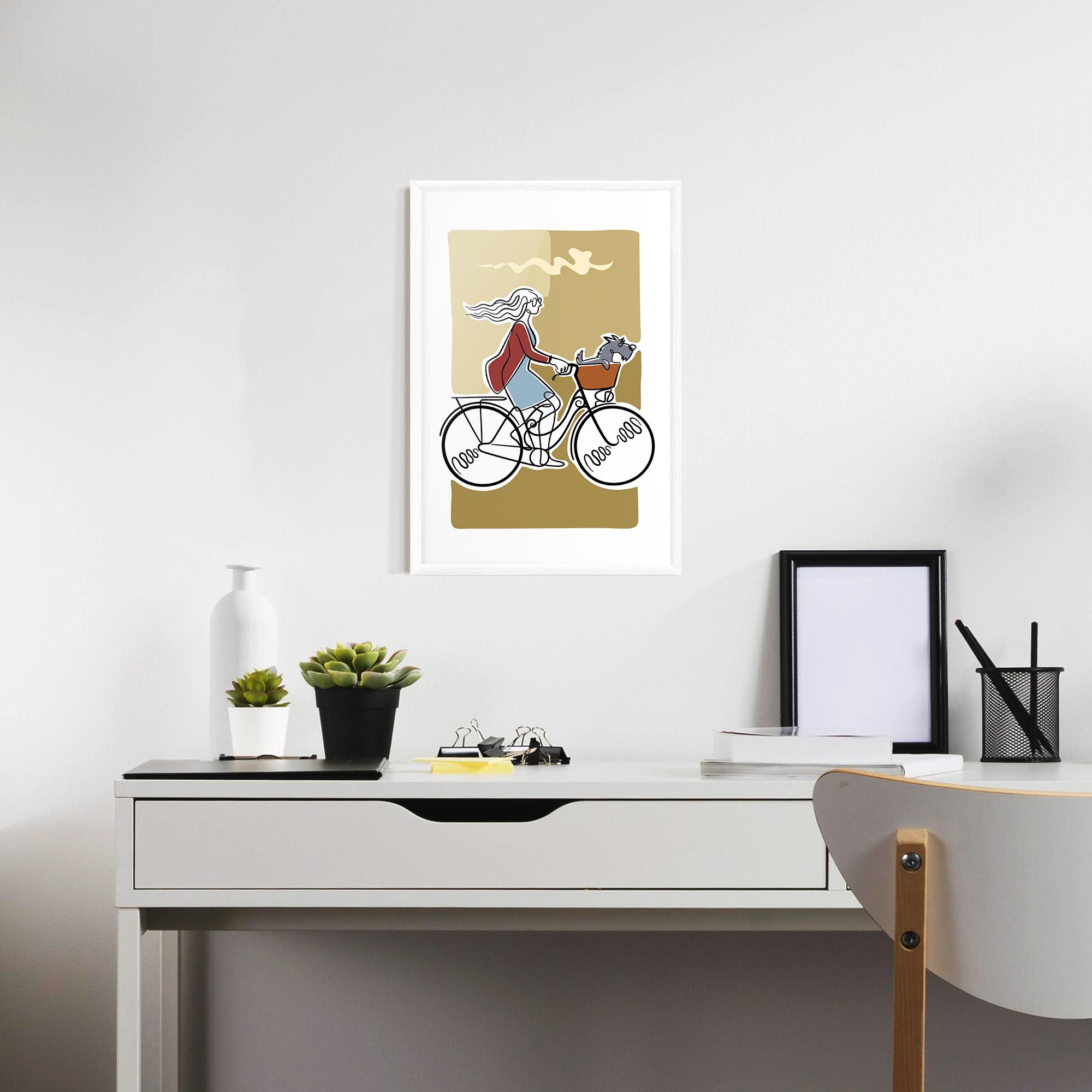 Poster Înrămat Dog On Bike mockup 7