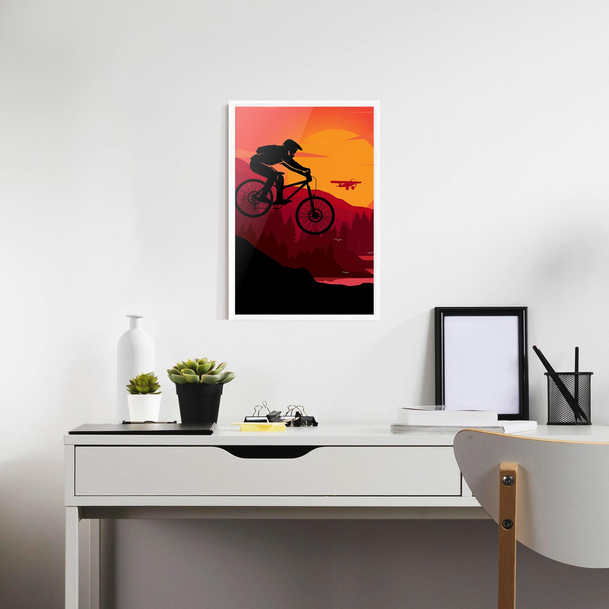 Poster Înrămat Mountain Bike Sunset mockup 7