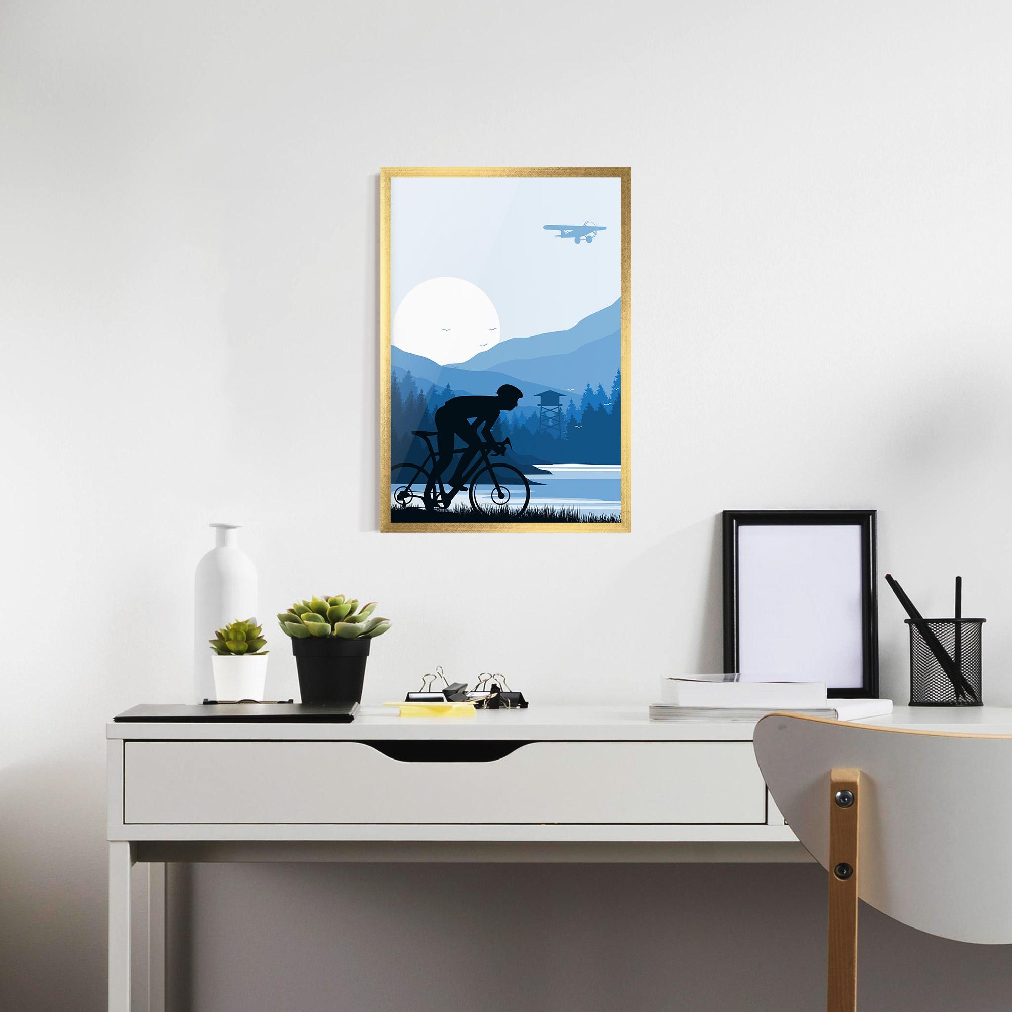 Poster Înrămat Blue Light Bike mockup 7