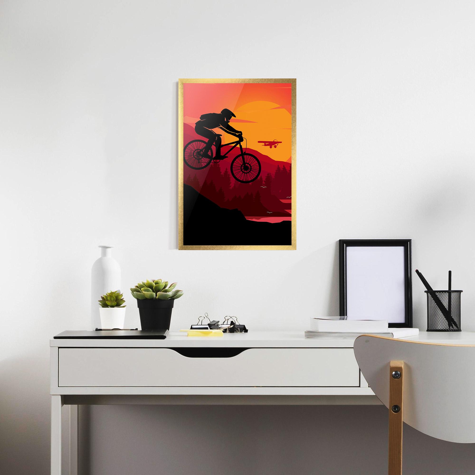 Poster Înrămat Mountain Bike Sunset mockup 7