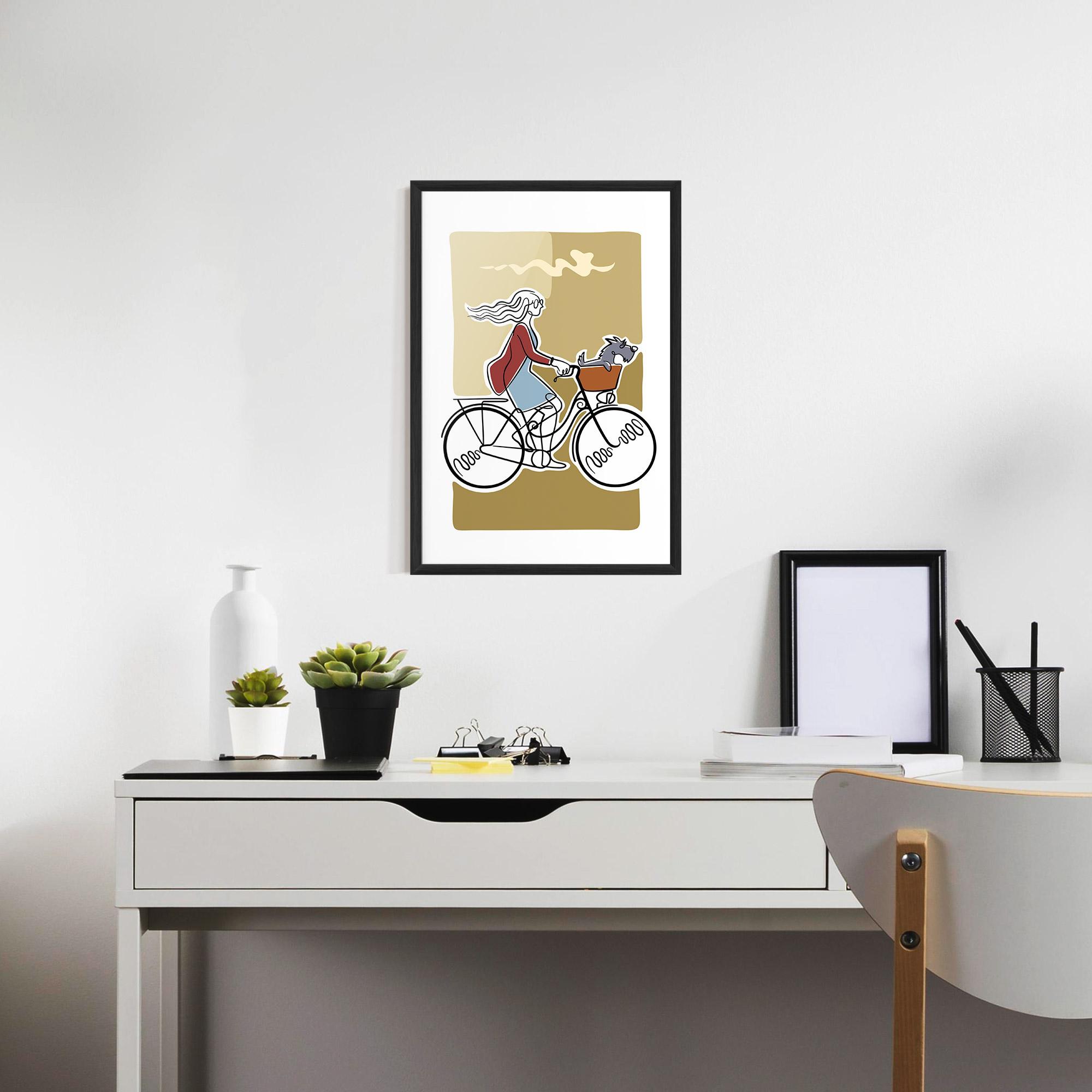 Poster Înrămat Dog On Bike mockup 7