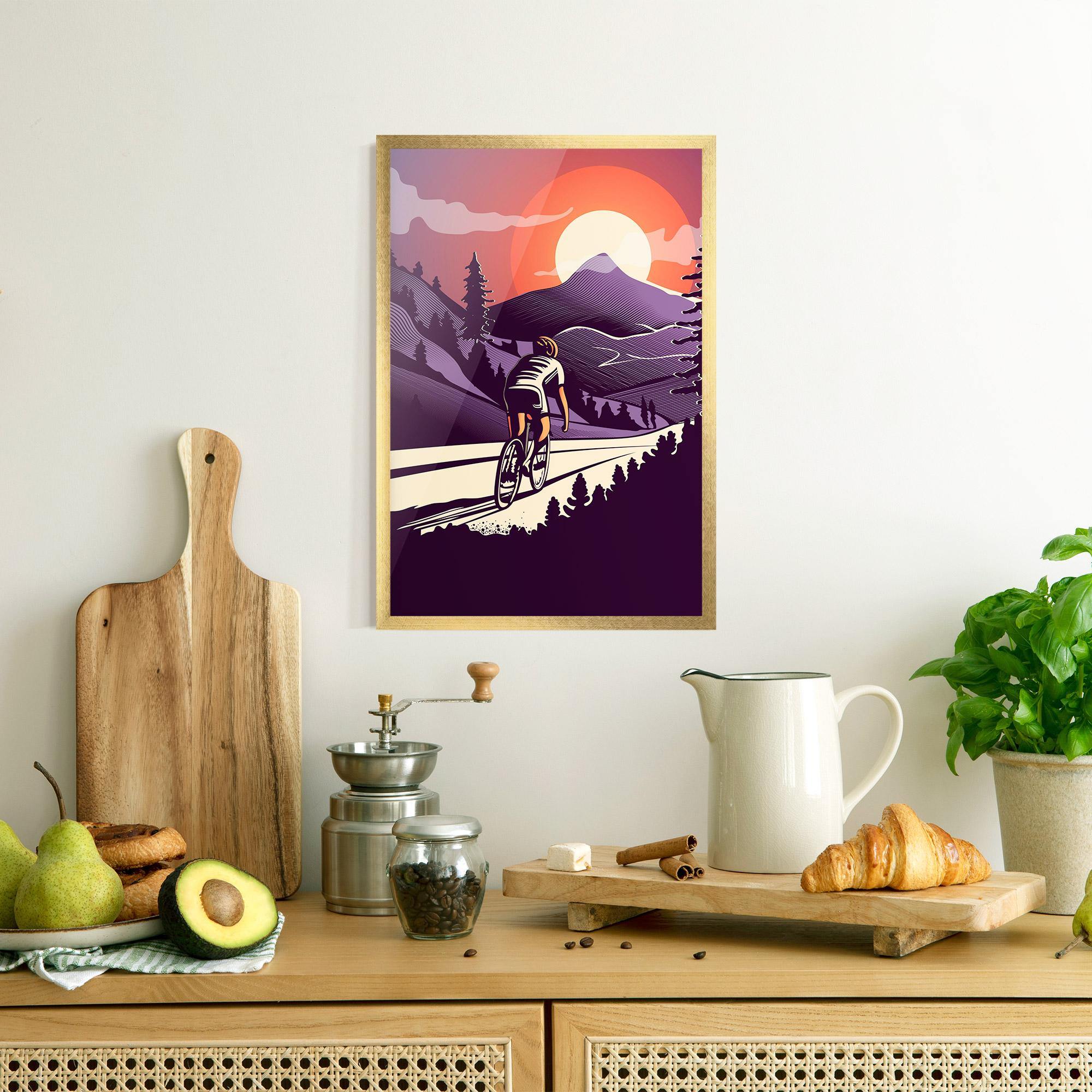 Poster Înrămat Cycling Sunset mockup 8