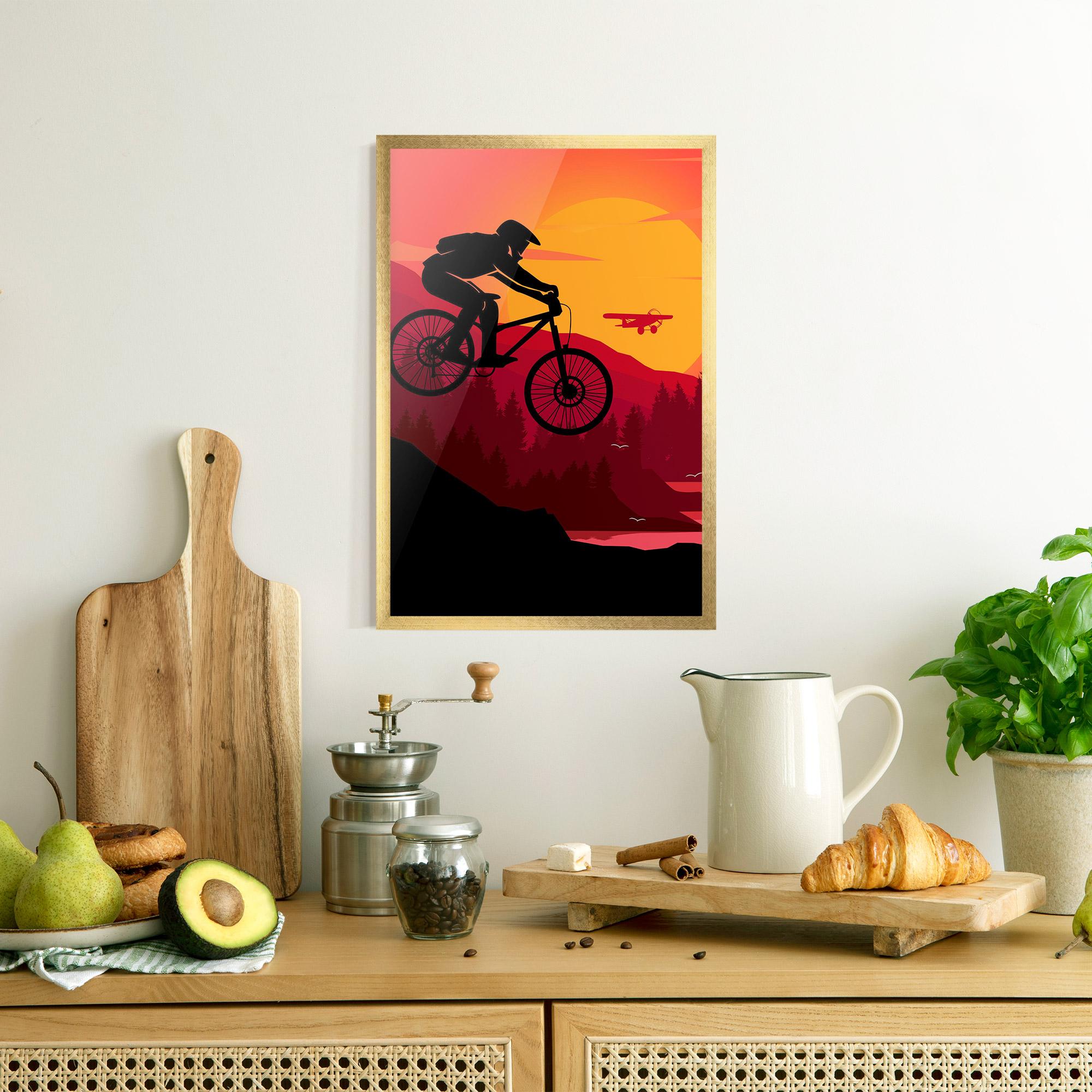 Poster Înrămat Mountain Bike Sunset mockup 8