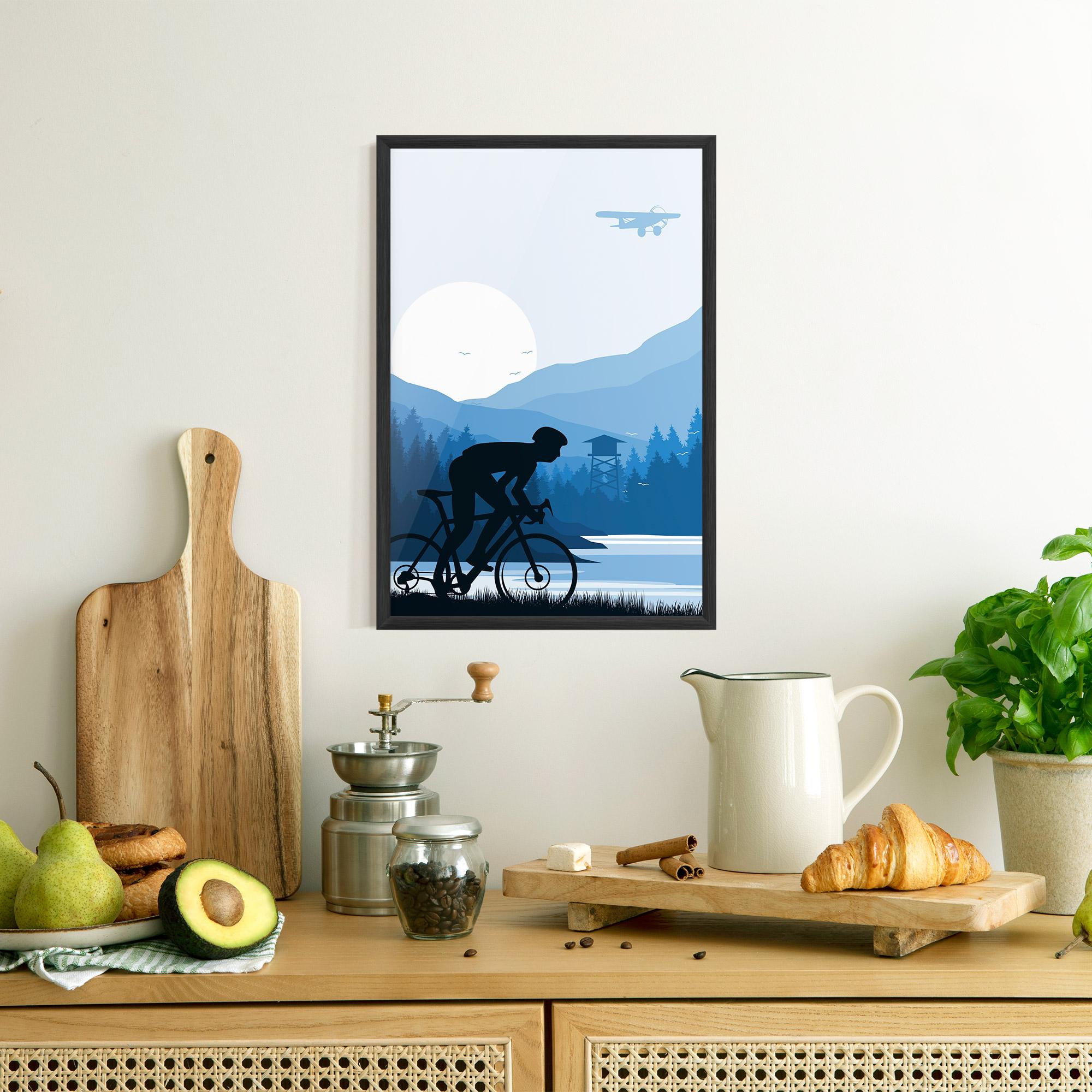 Poster Înrămat Blue Light Bike mockup 8
