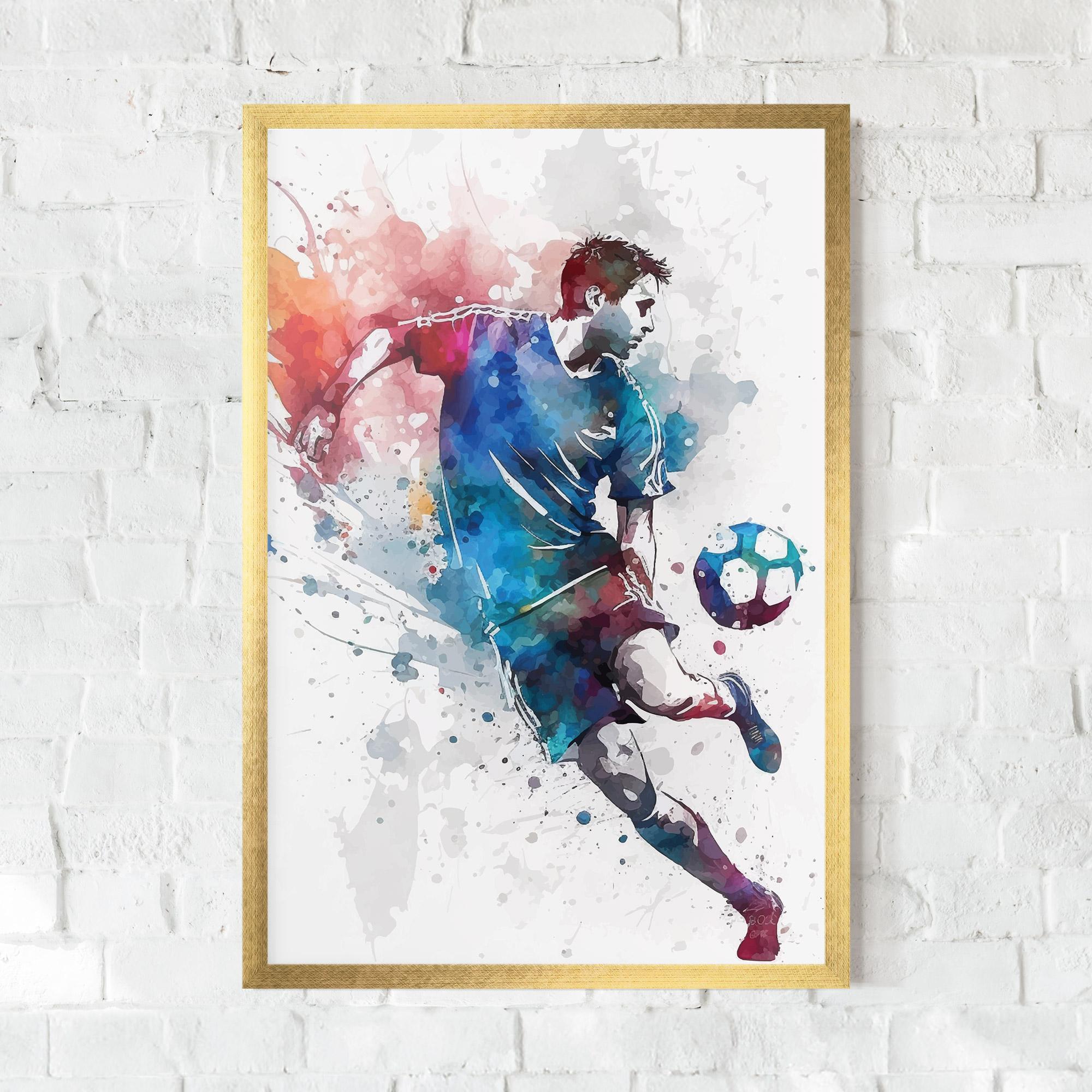 Poster Înrămat Watercolor Football mockup 0