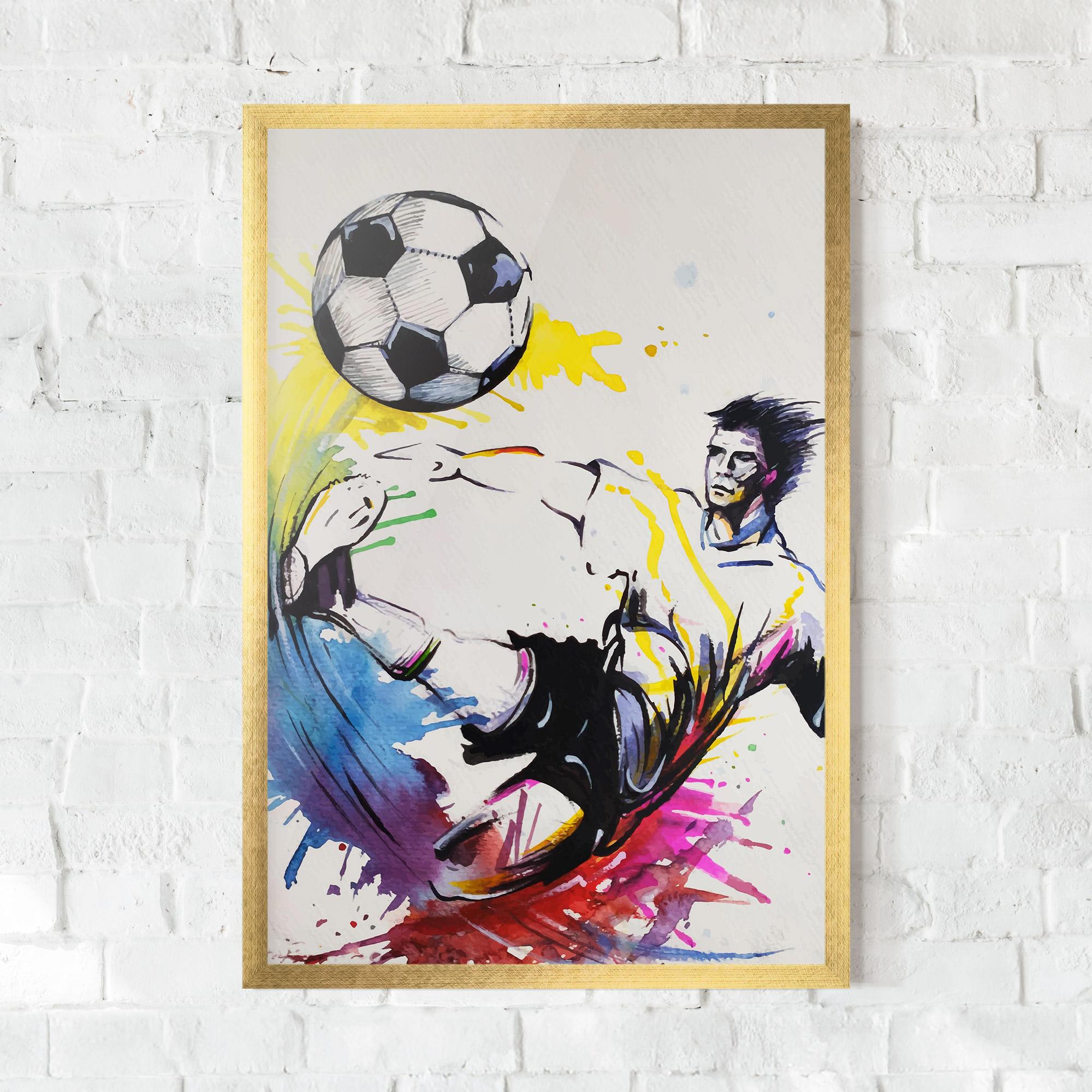 Poster Înrămat Yellow Art Football mockup 0