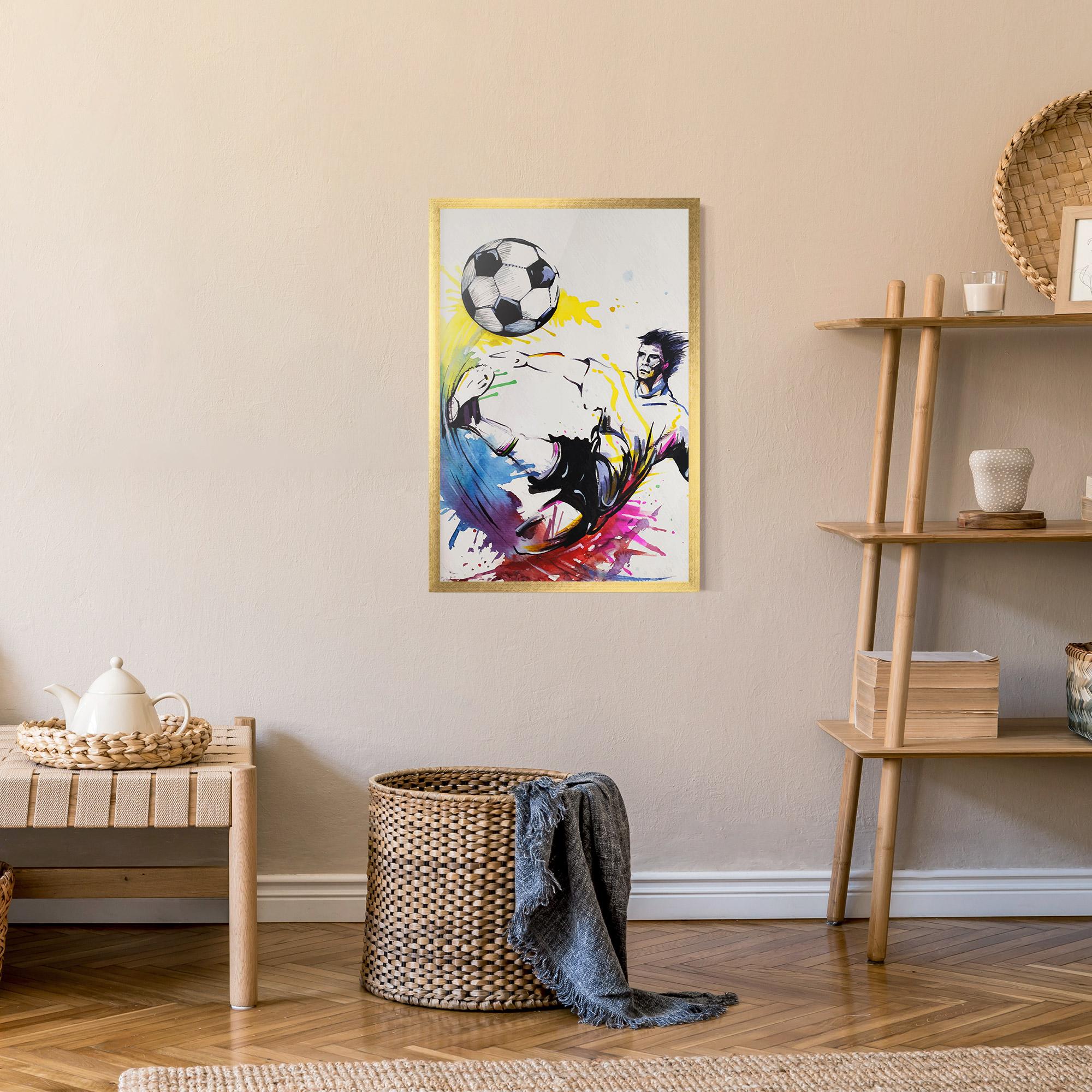 Poster Înrămat Yellow Art Football mockup 9