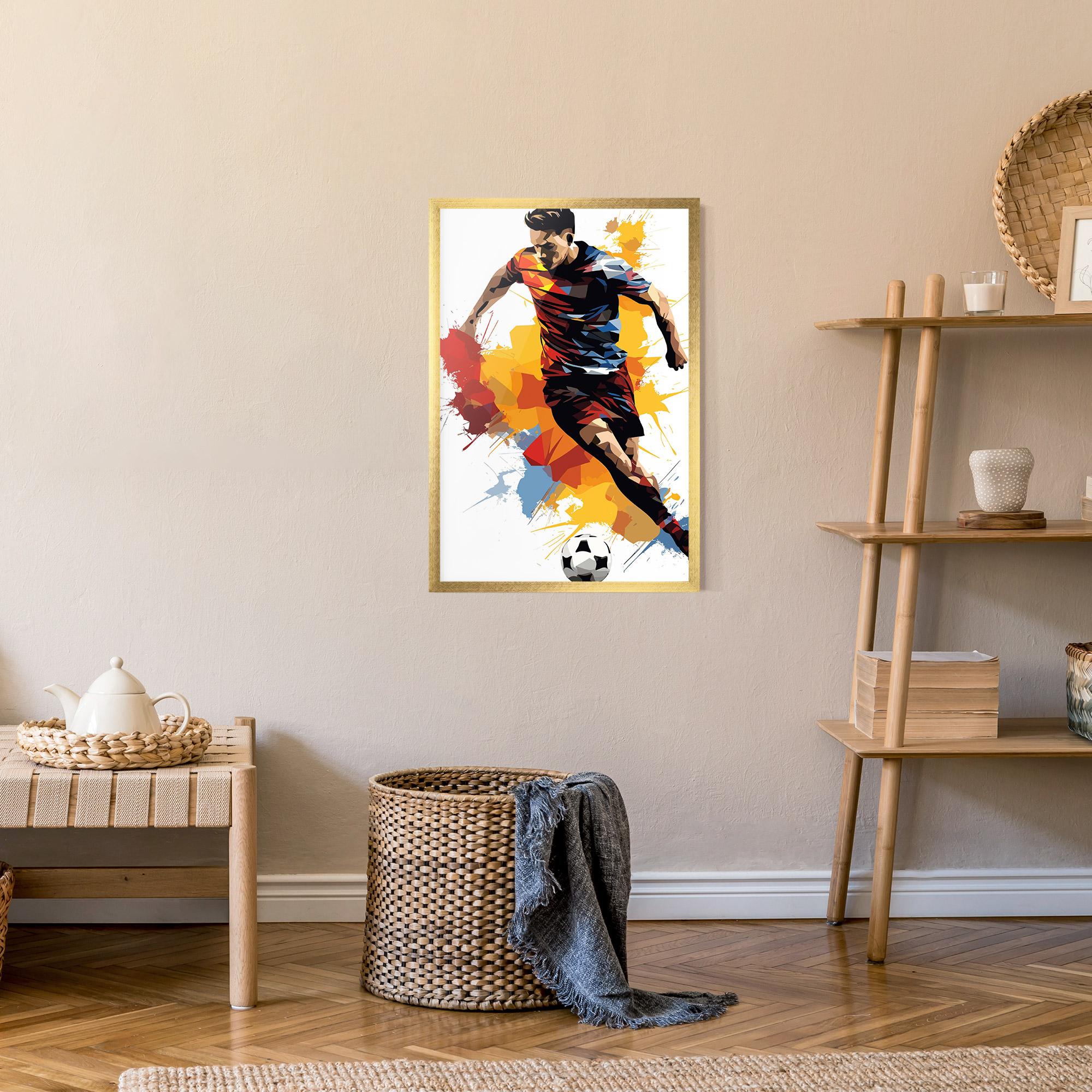 Poster Înrămat Yellow Paint Football mockup 9