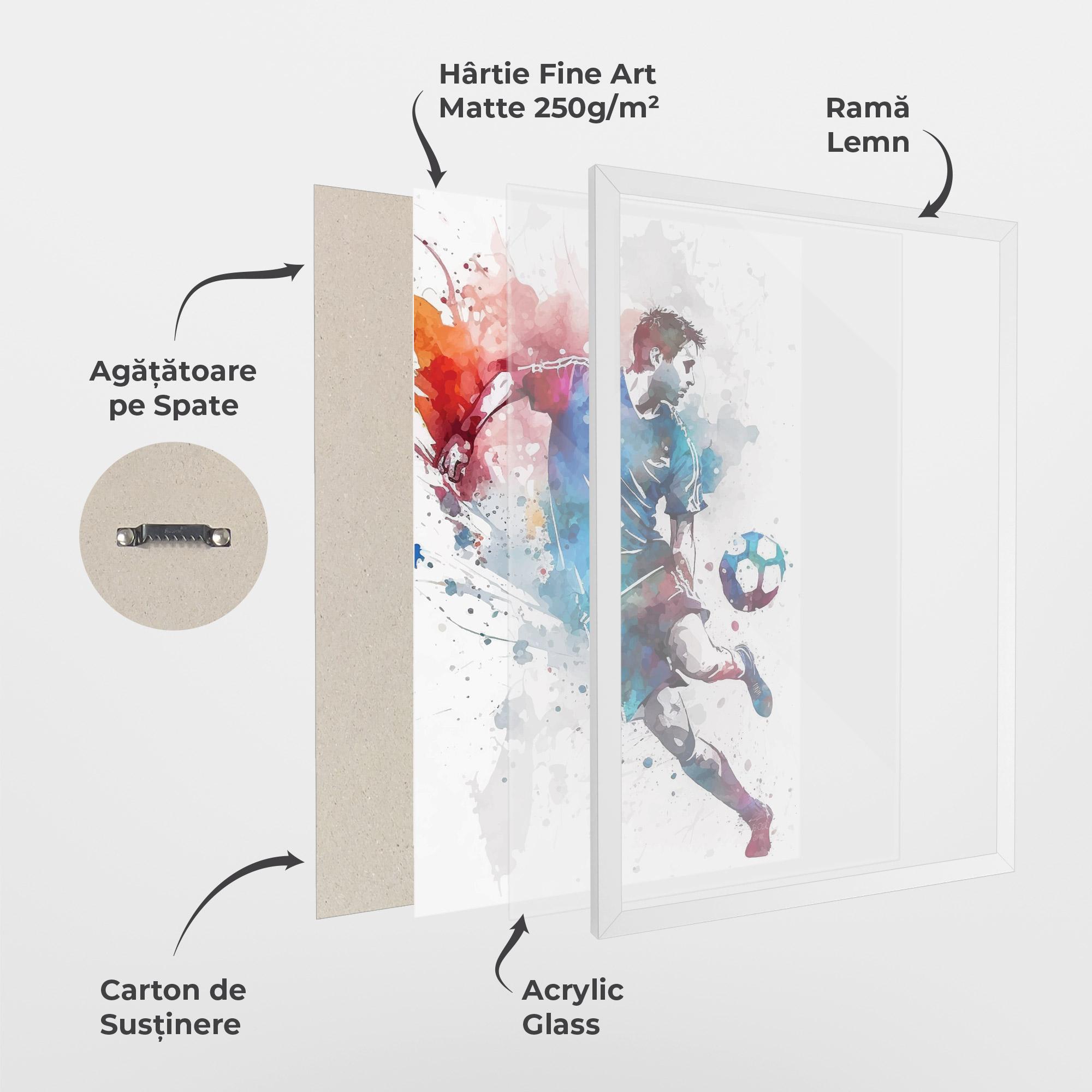 Poster Înrămat Watercolor Football mockup 1