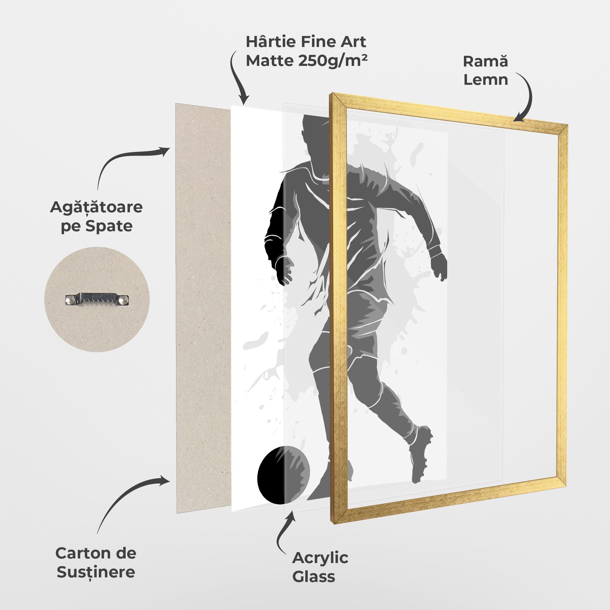 Poster Înrămat Football Shadow mockup 1