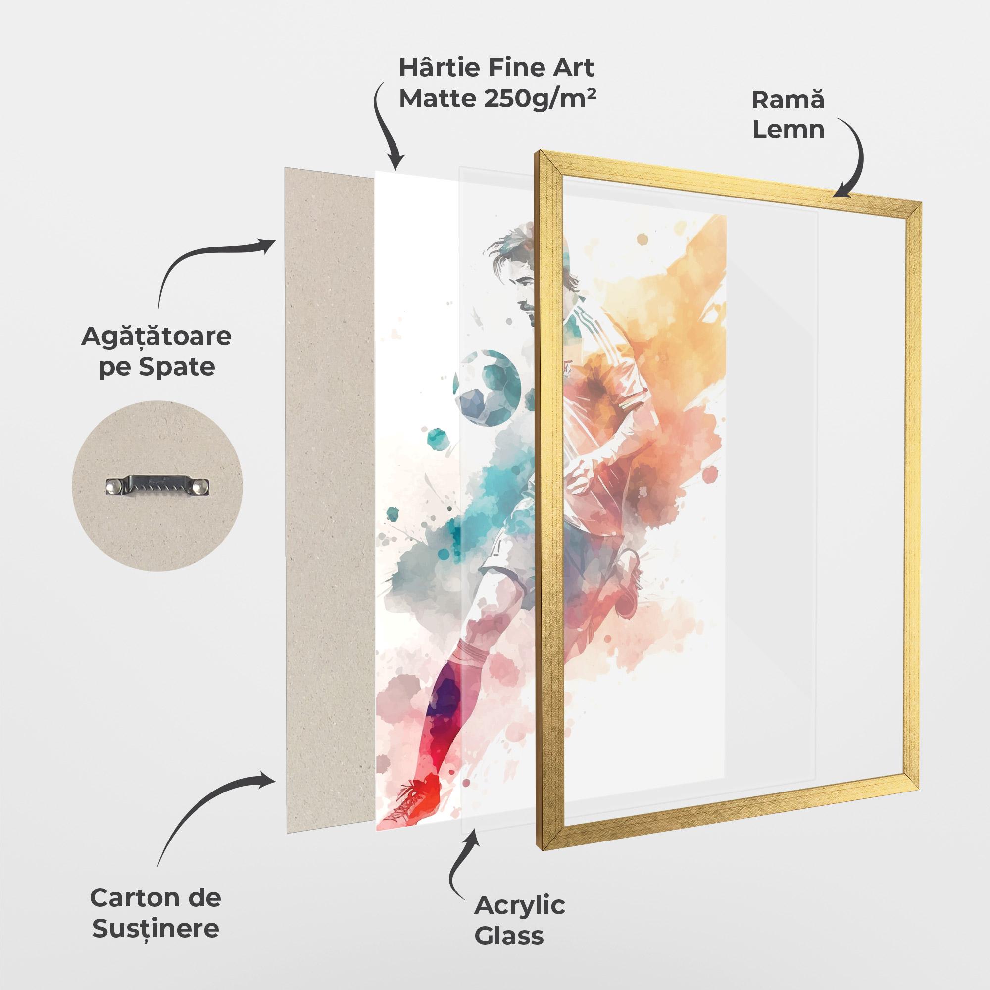 Poster Înrămat Football Watercolor mockup 1