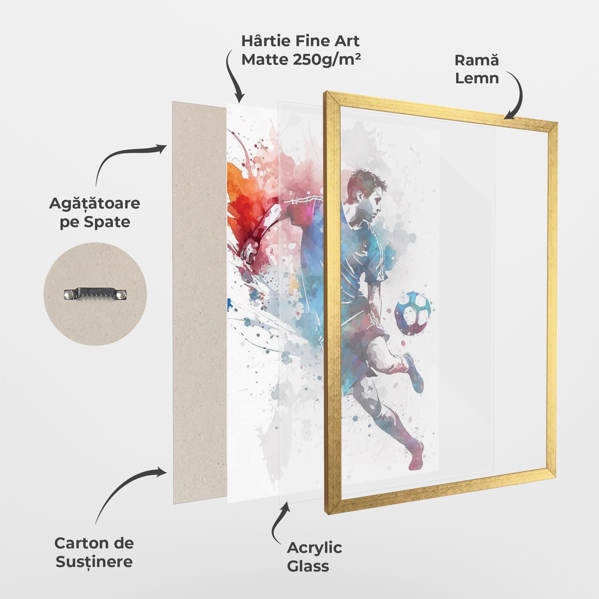 Poster Înrămat Watercolor Football mockup 1