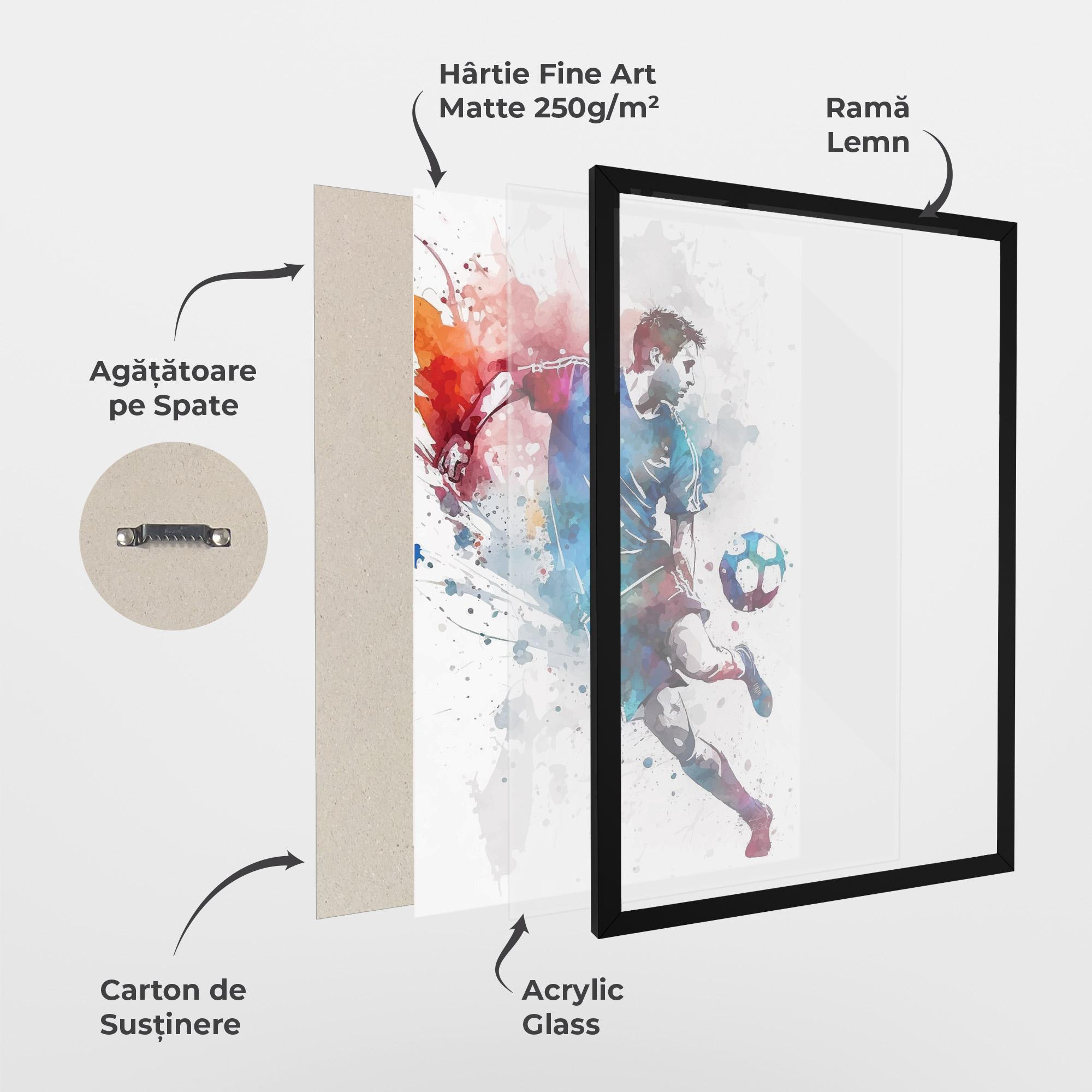 Poster Înrămat Watercolor Football mockup 1