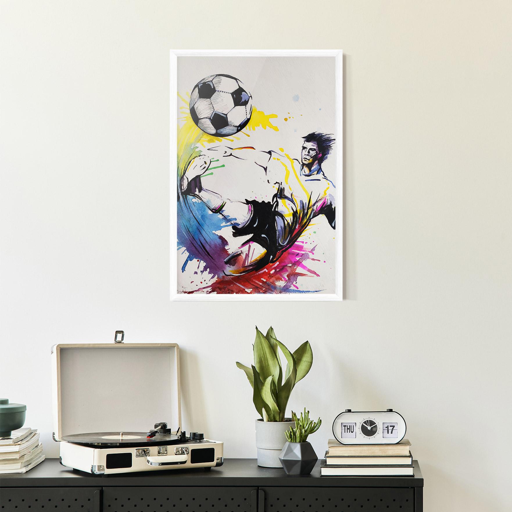 Poster Înrămat Yellow Art Football mockup 2
