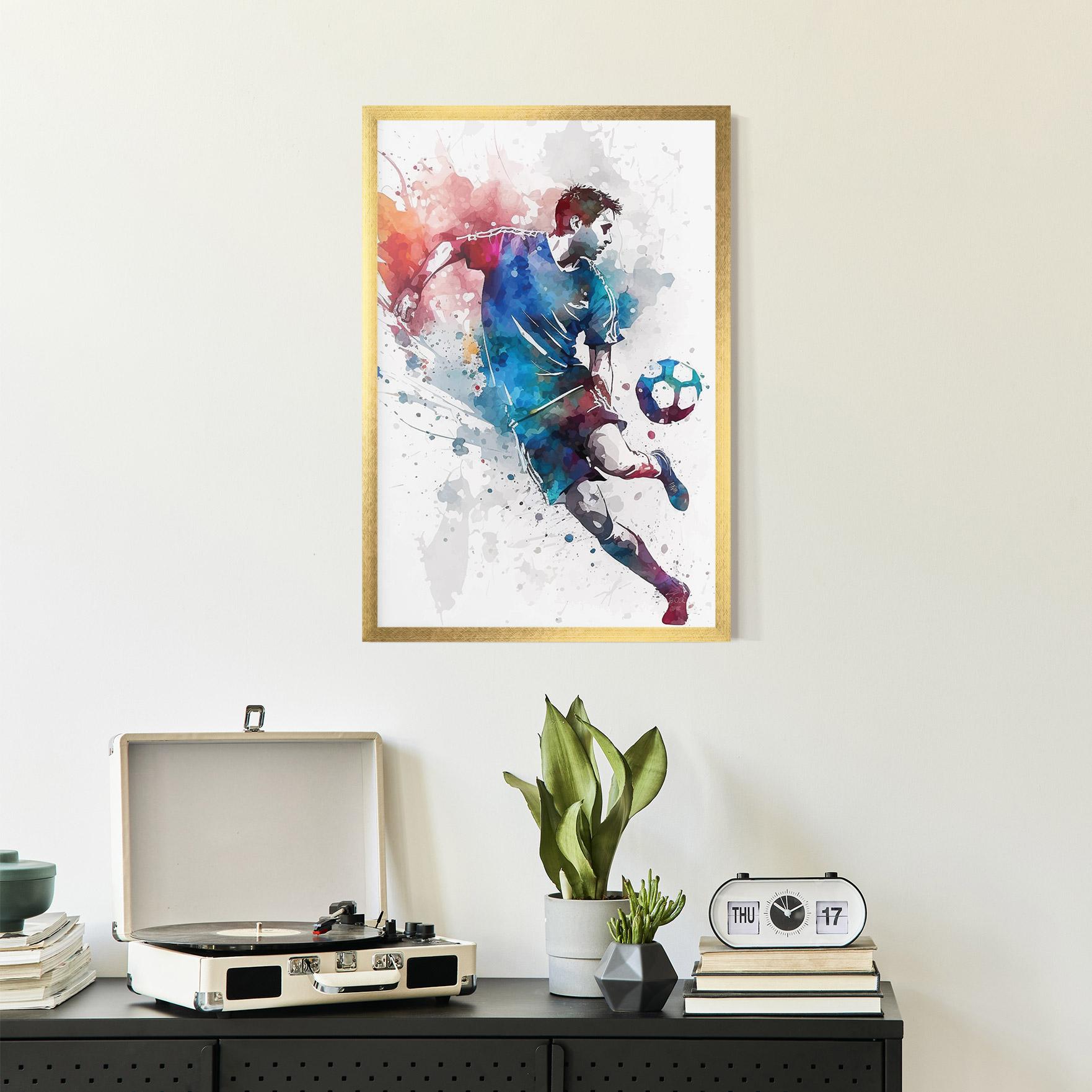 Poster Înrămat Watercolor Football mockup 2