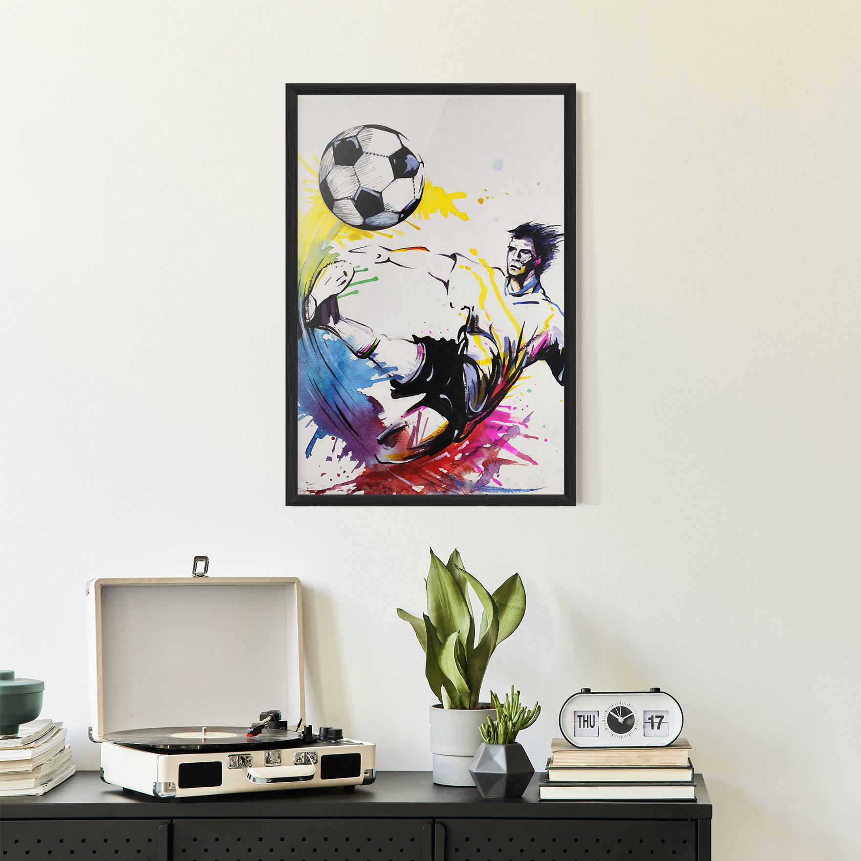 Poster Înrămat Yellow Art Football mockup 2